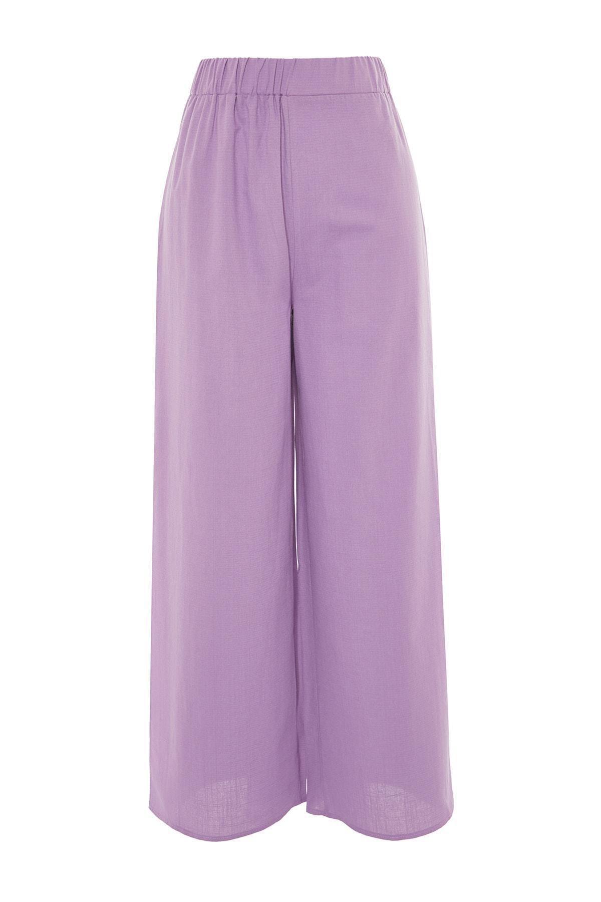 Trendyol - Purple High Waist Wide Leg Pants