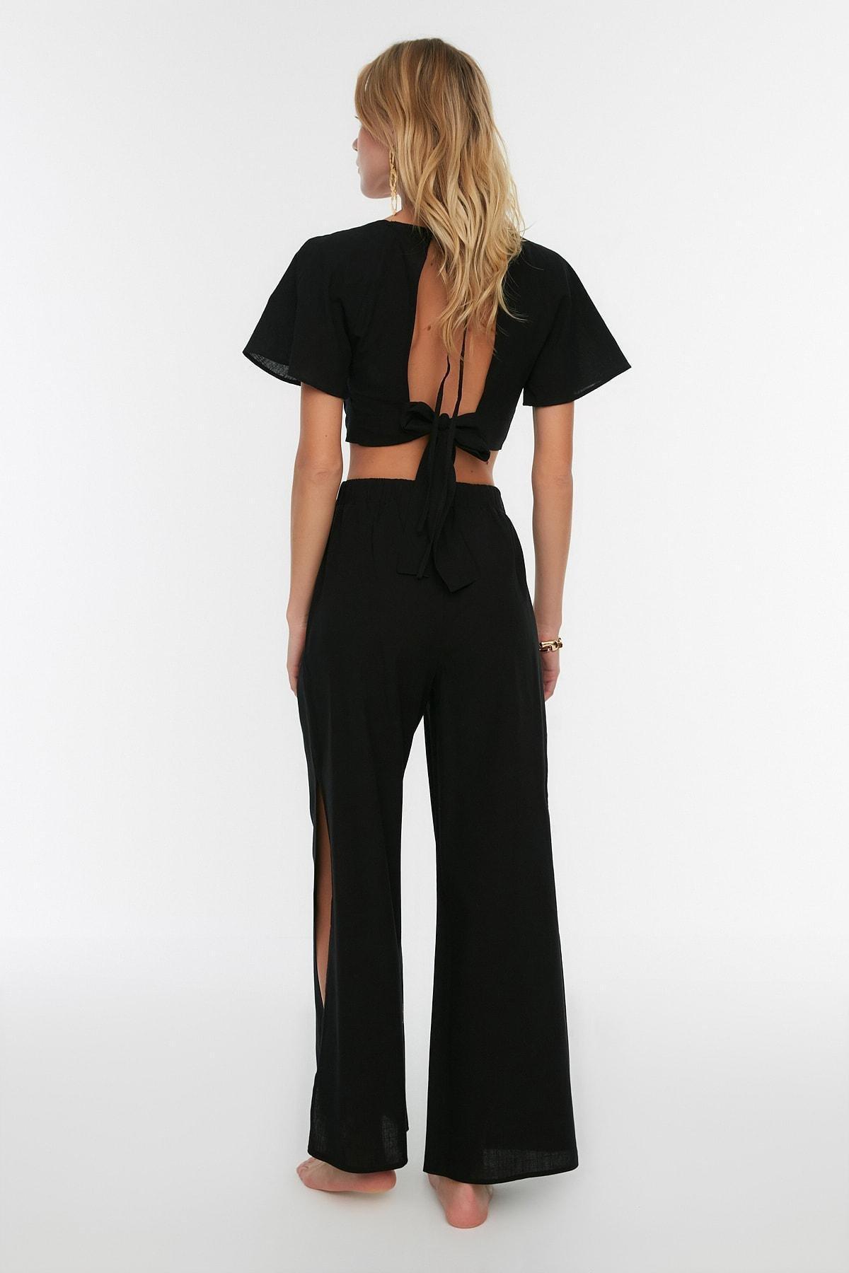 Black Wide Leg Pants, , large image number 3