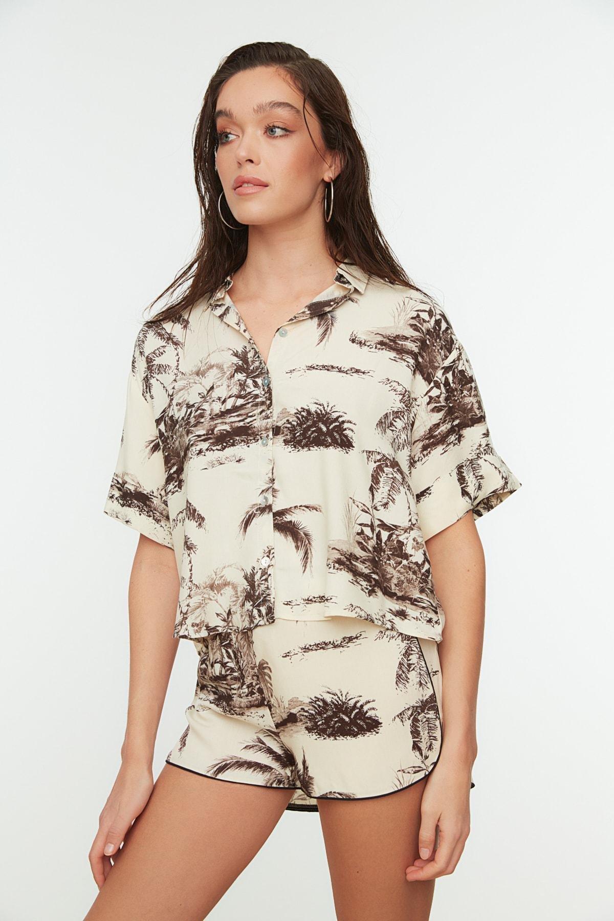 Beige Printed Co-Ord Set, , large image number 1