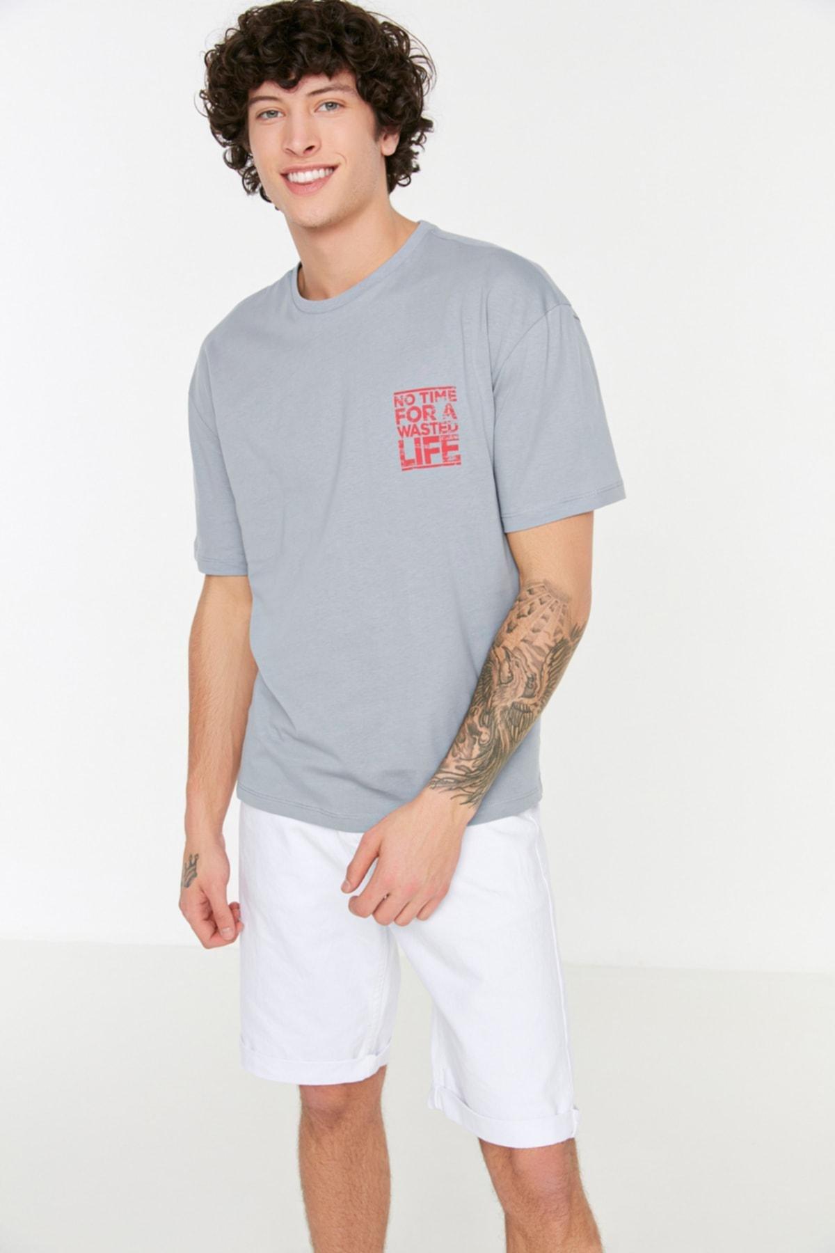 Gray Relaxed Crew Neck Tshirt, , large image number 0