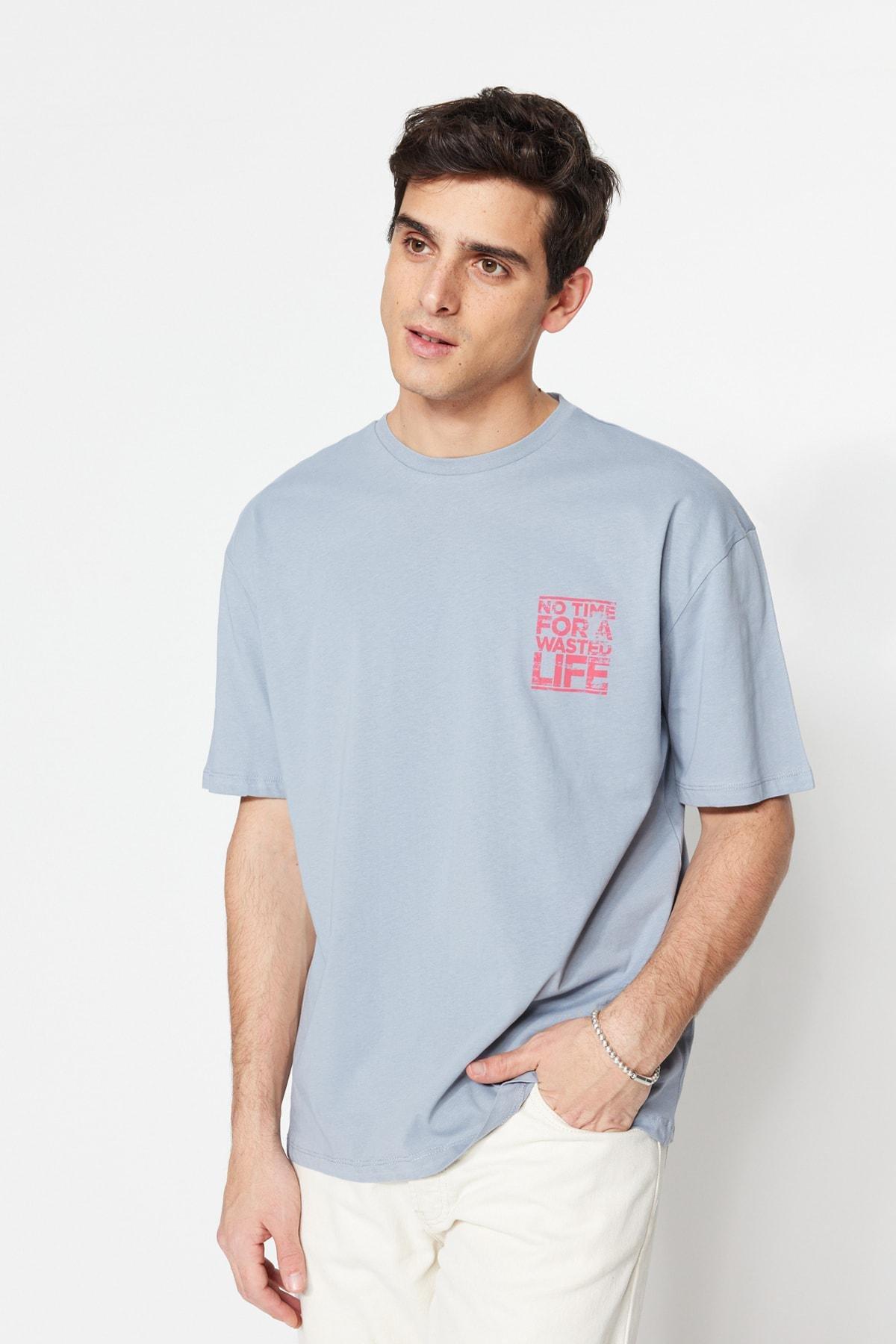 Gray Relaxed Crew Neck Tshirt, , large image number 1