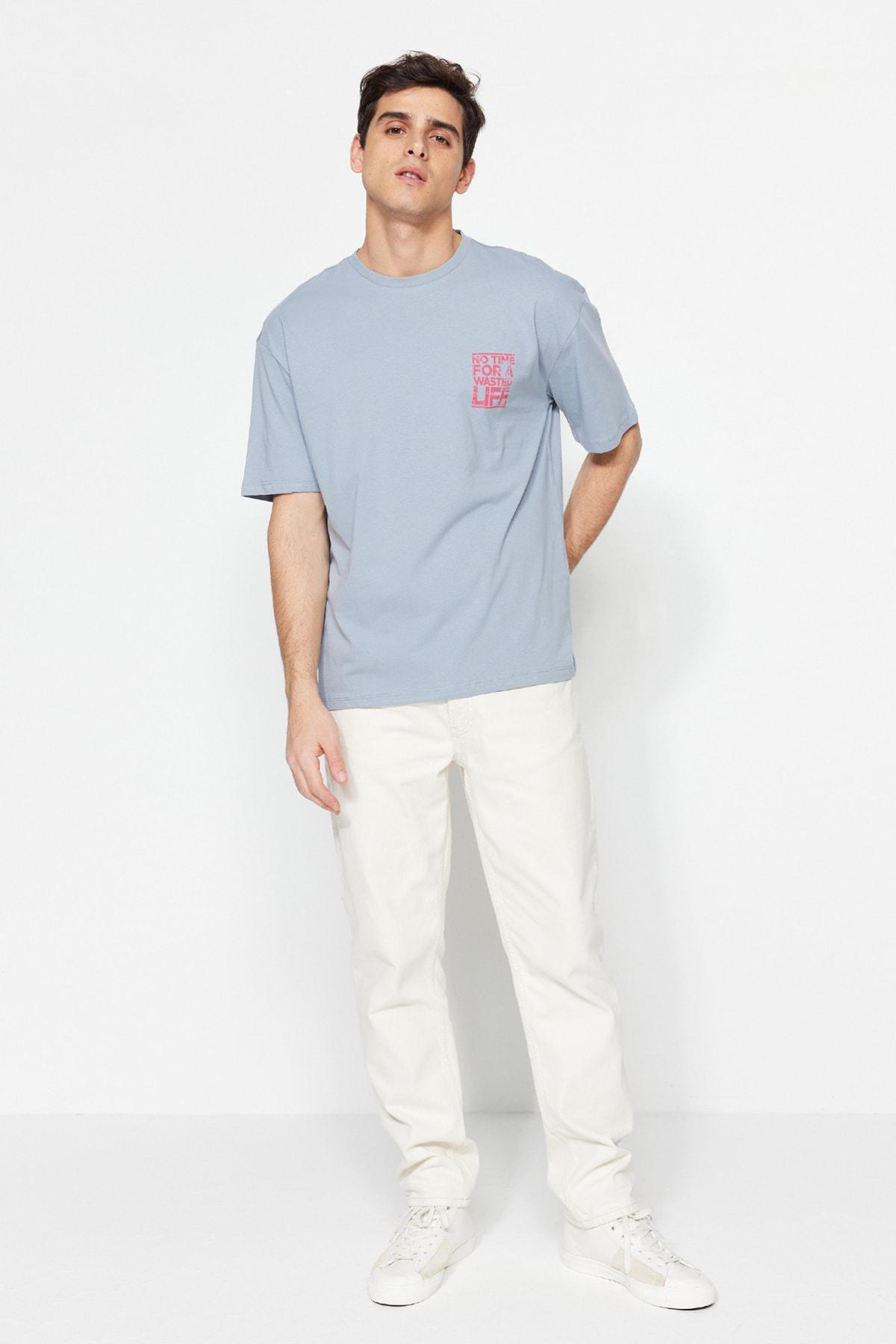 Gray Relaxed Crew Neck Tshirt, , large image number 2