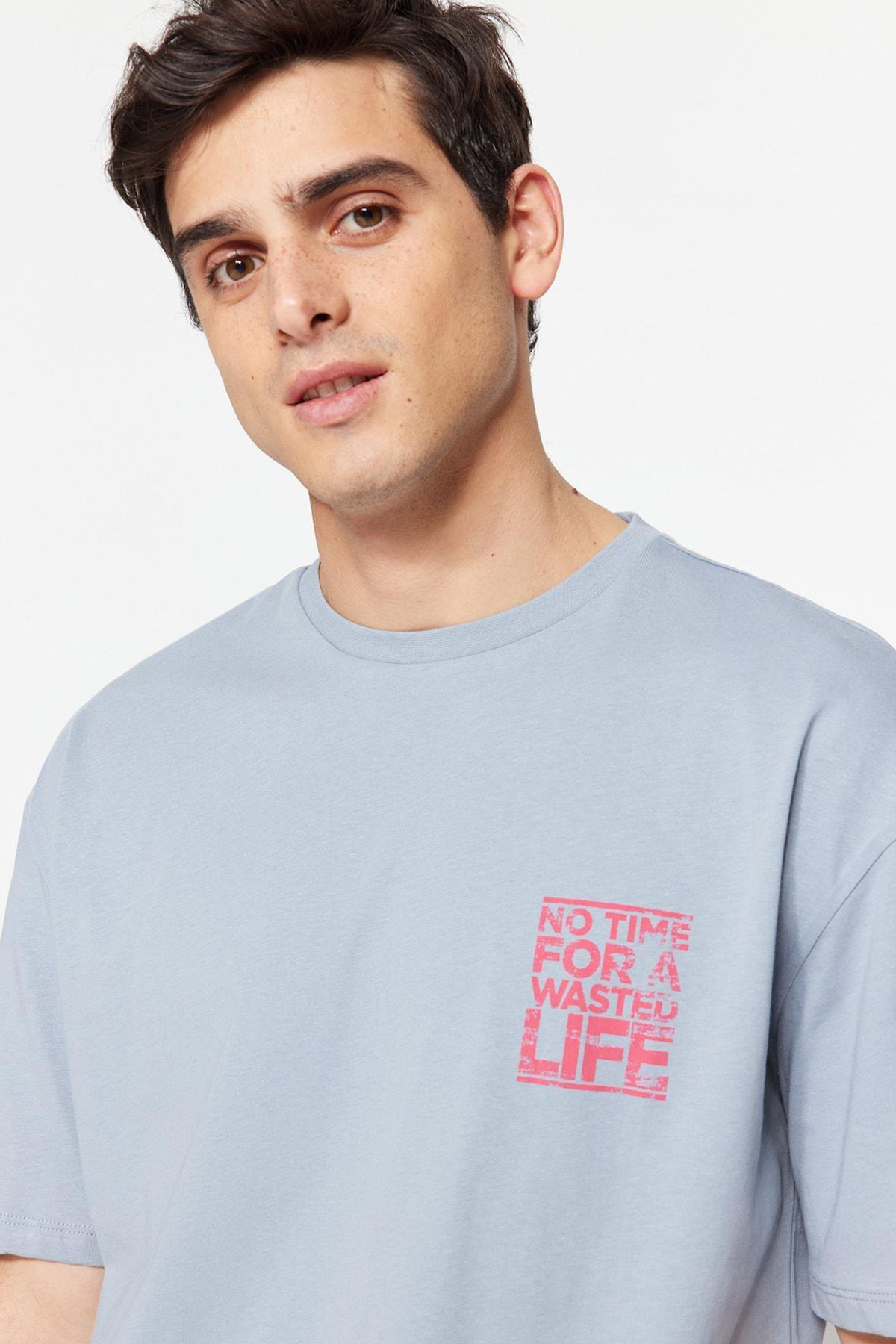 Gray Relaxed Crew Neck Tshirt, , large image number 3