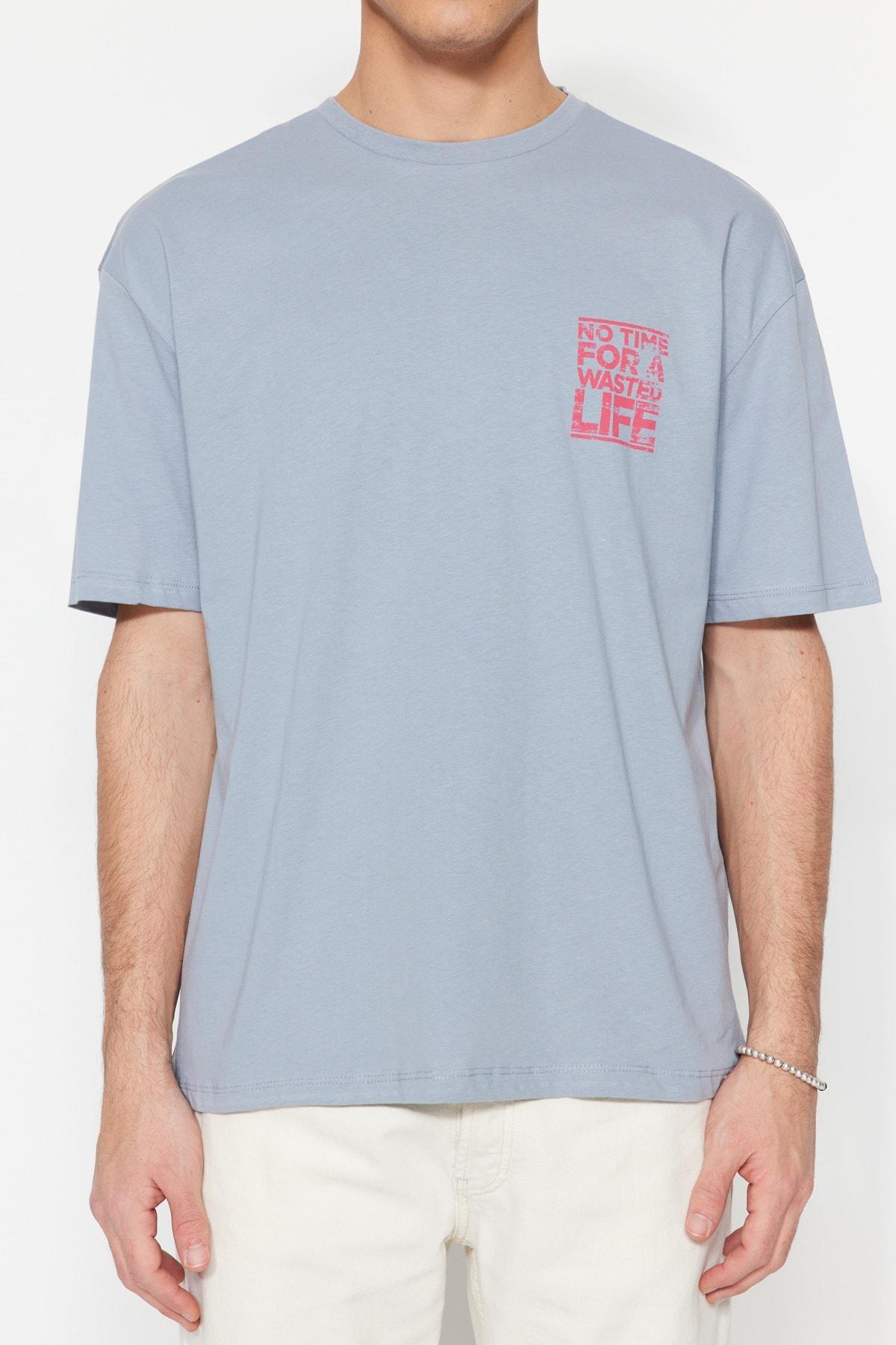 Gray Relaxed Crew Neck Tshirt, , large image number 5