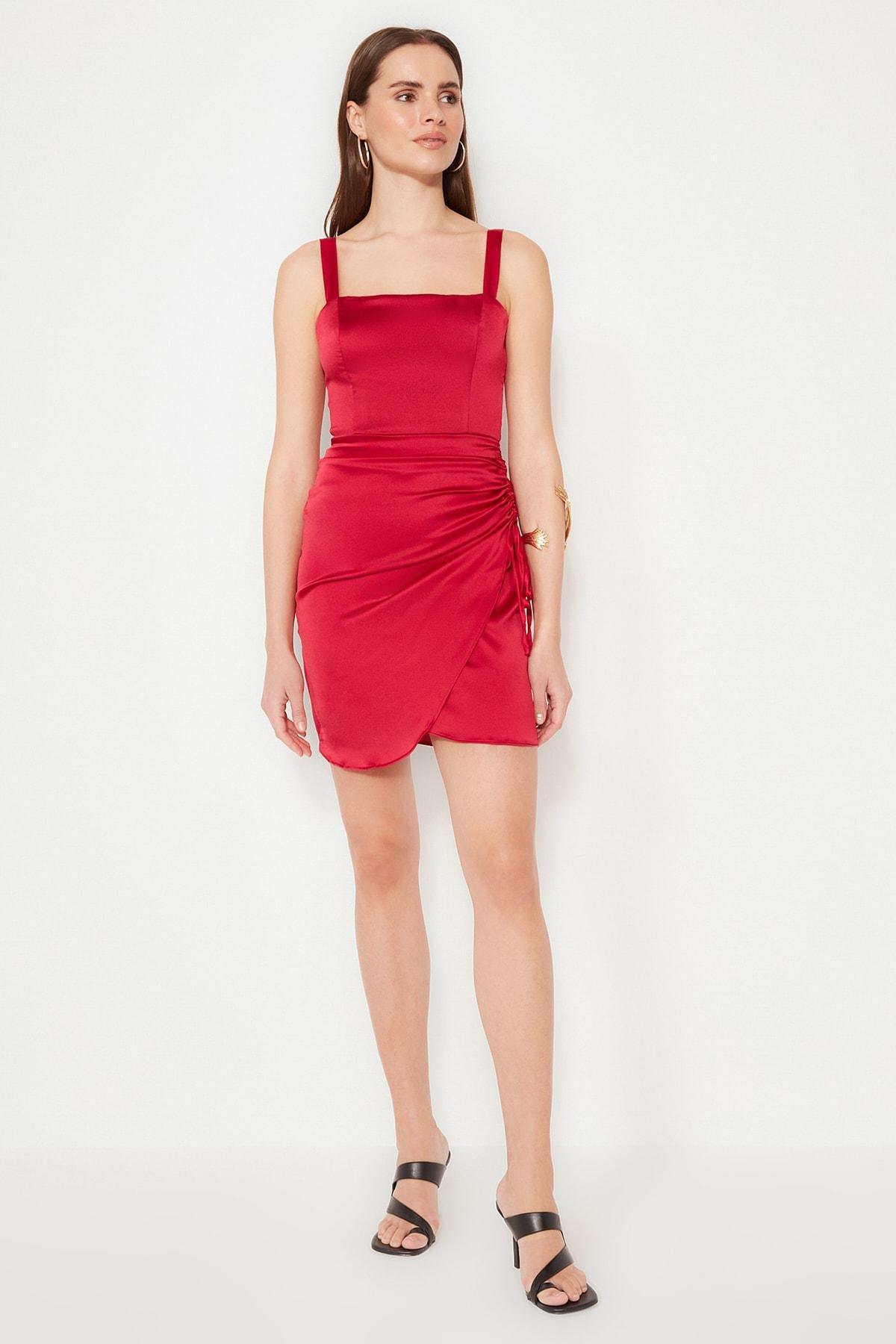 Red Bodycon V Neck Dress, , large image number 2