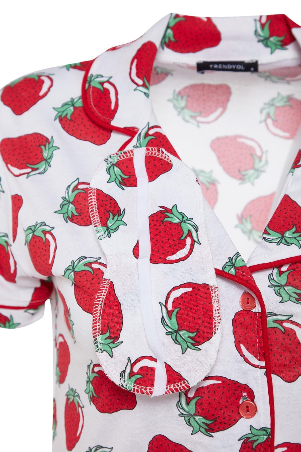 Red Pattern Knitted Pyjama Set, White, large image number 7