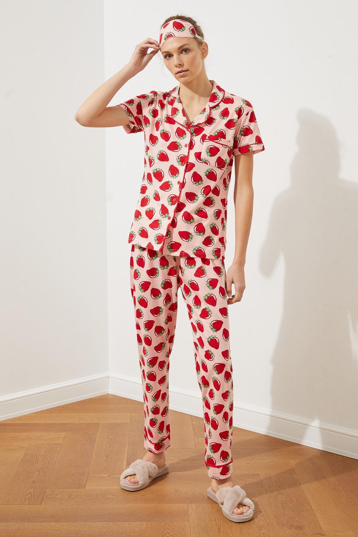 Pink Tropical Fitted Pajama Set, , large image number 0