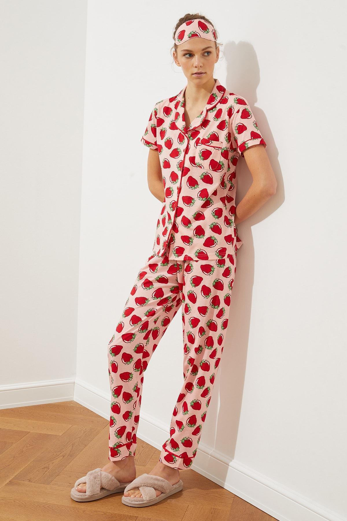 Pink Tropical Fitted Pajama Set, , large image number 1