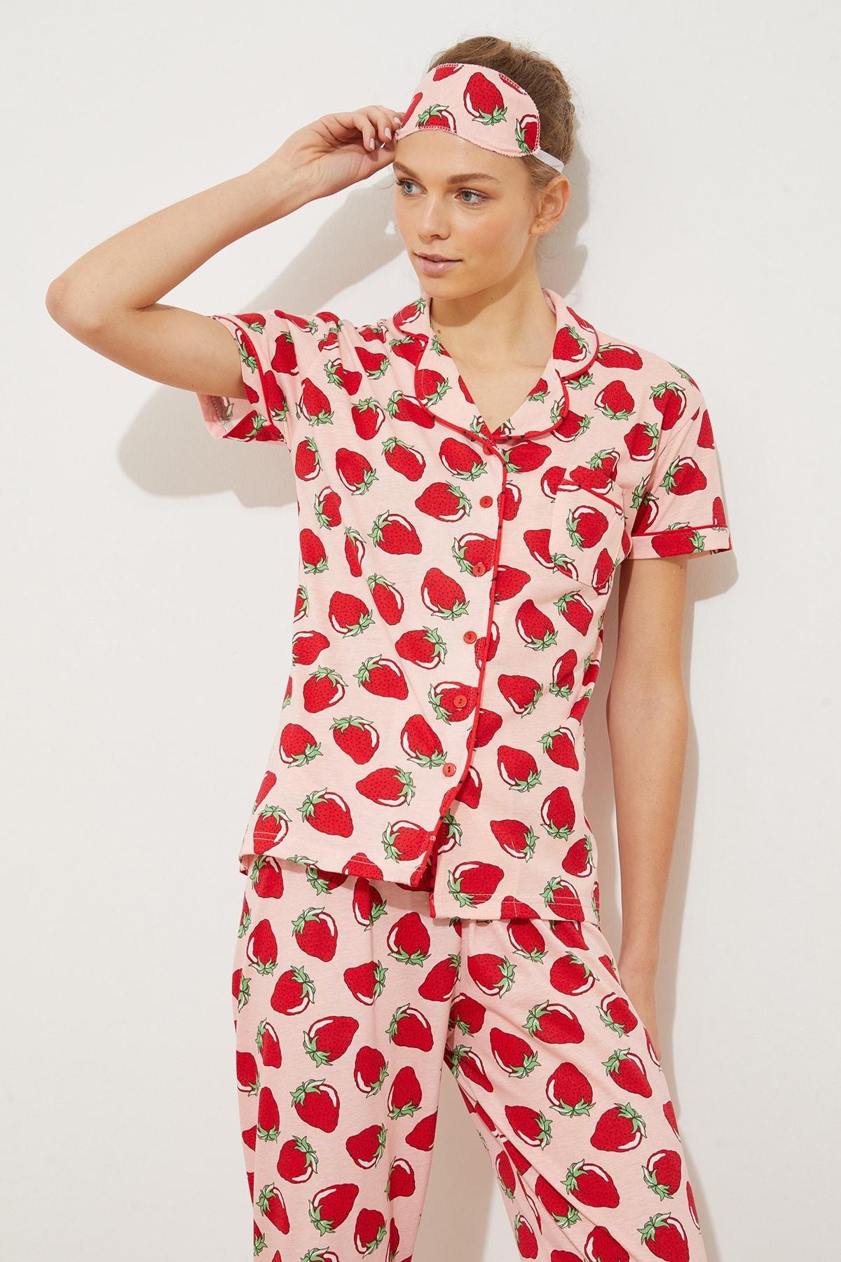 Pink Tropical Fitted Pajama Set, , large image number 3