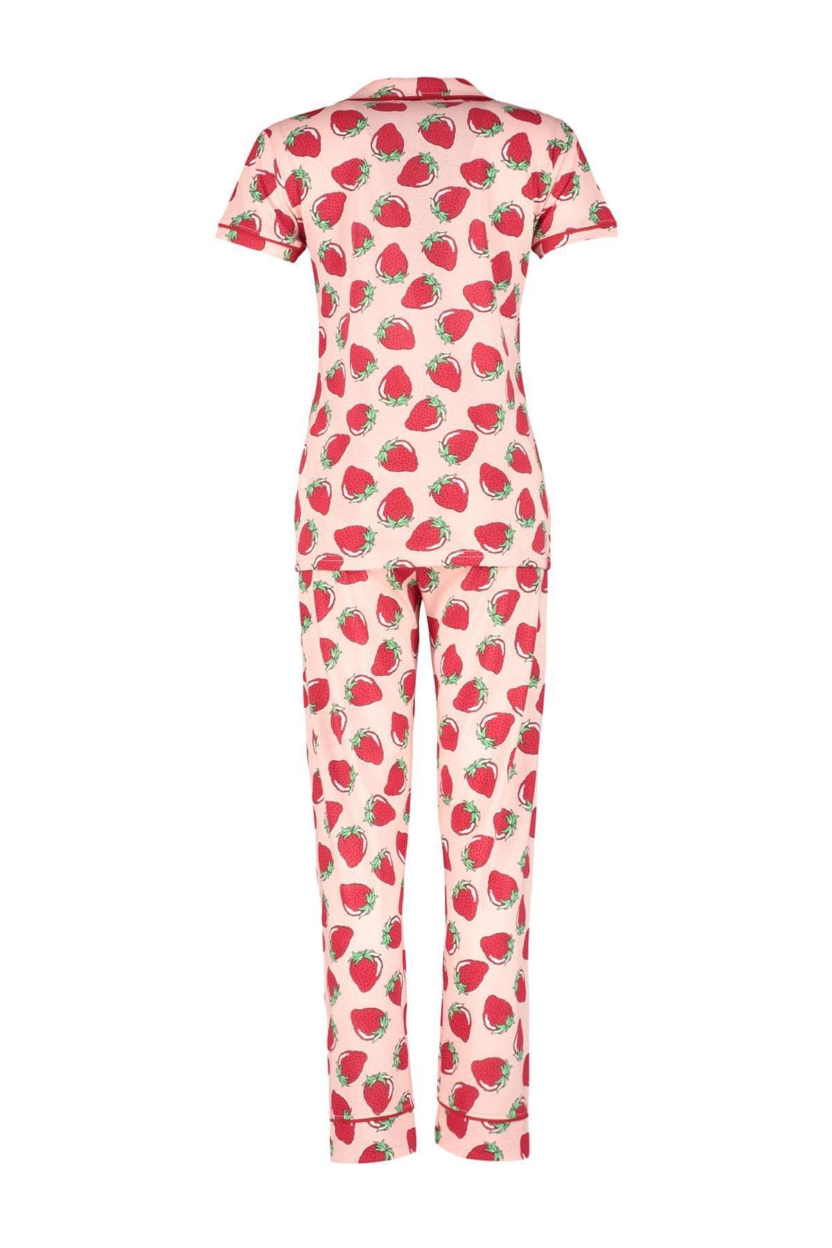 Pink Tropical Fitted Pajama Set, , large image number 7