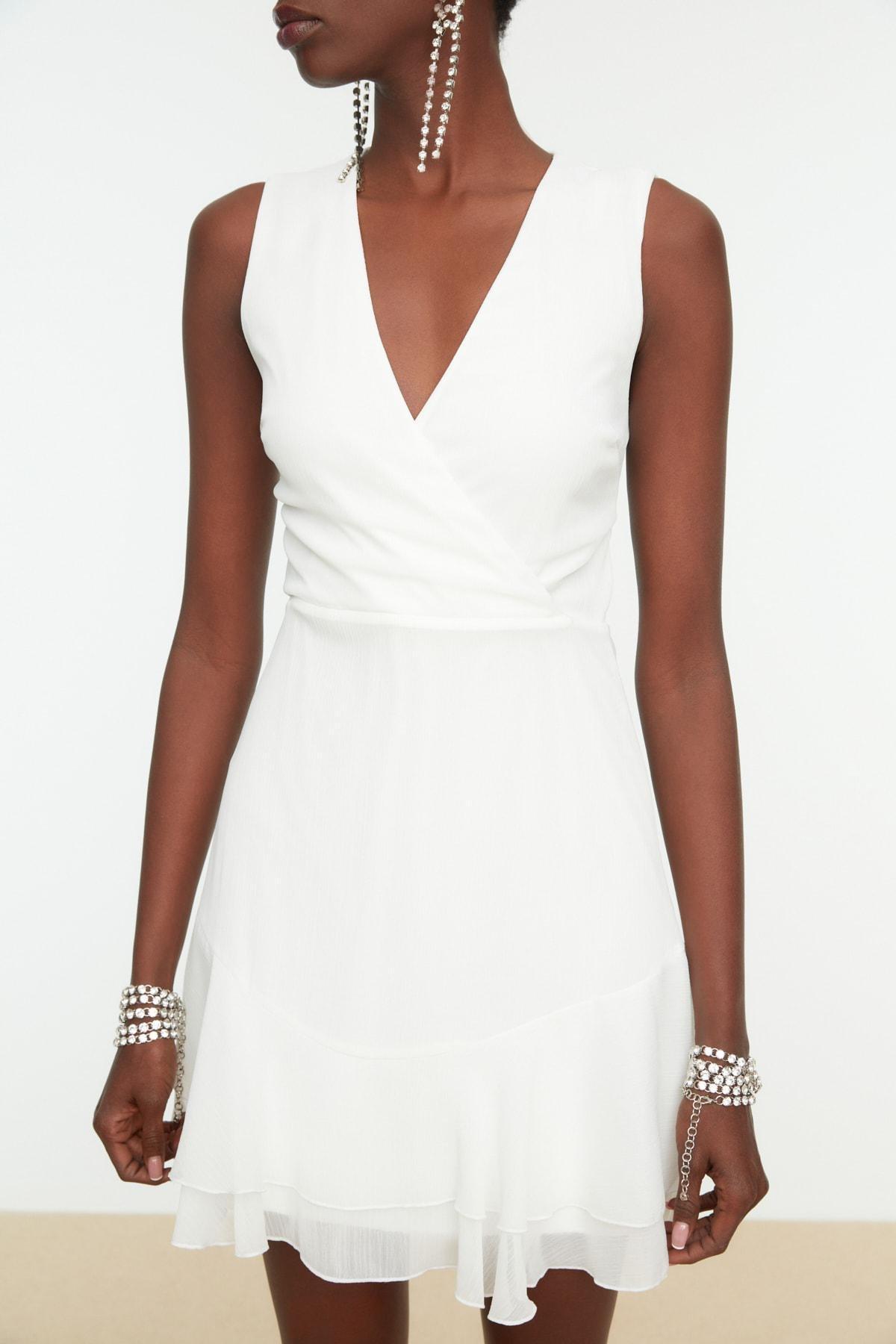 White Cache-Coeur Skater Dress, , large image number 2