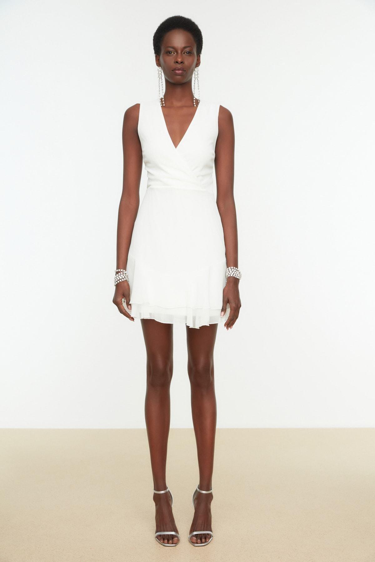White Cache-Coeur Skater Dress, , large image number 3