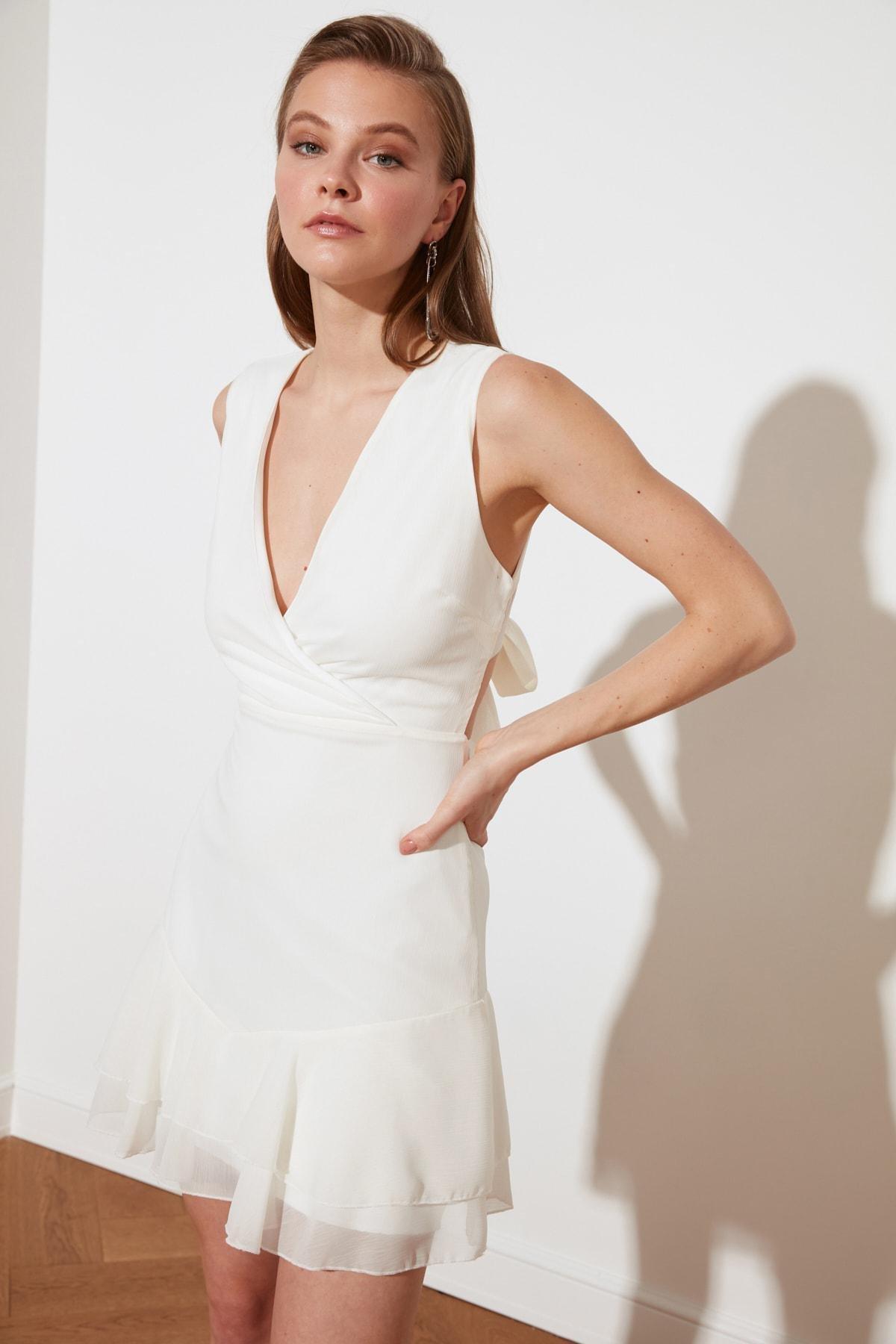 White Cache-Coeur Skater Dress, , large image number 6