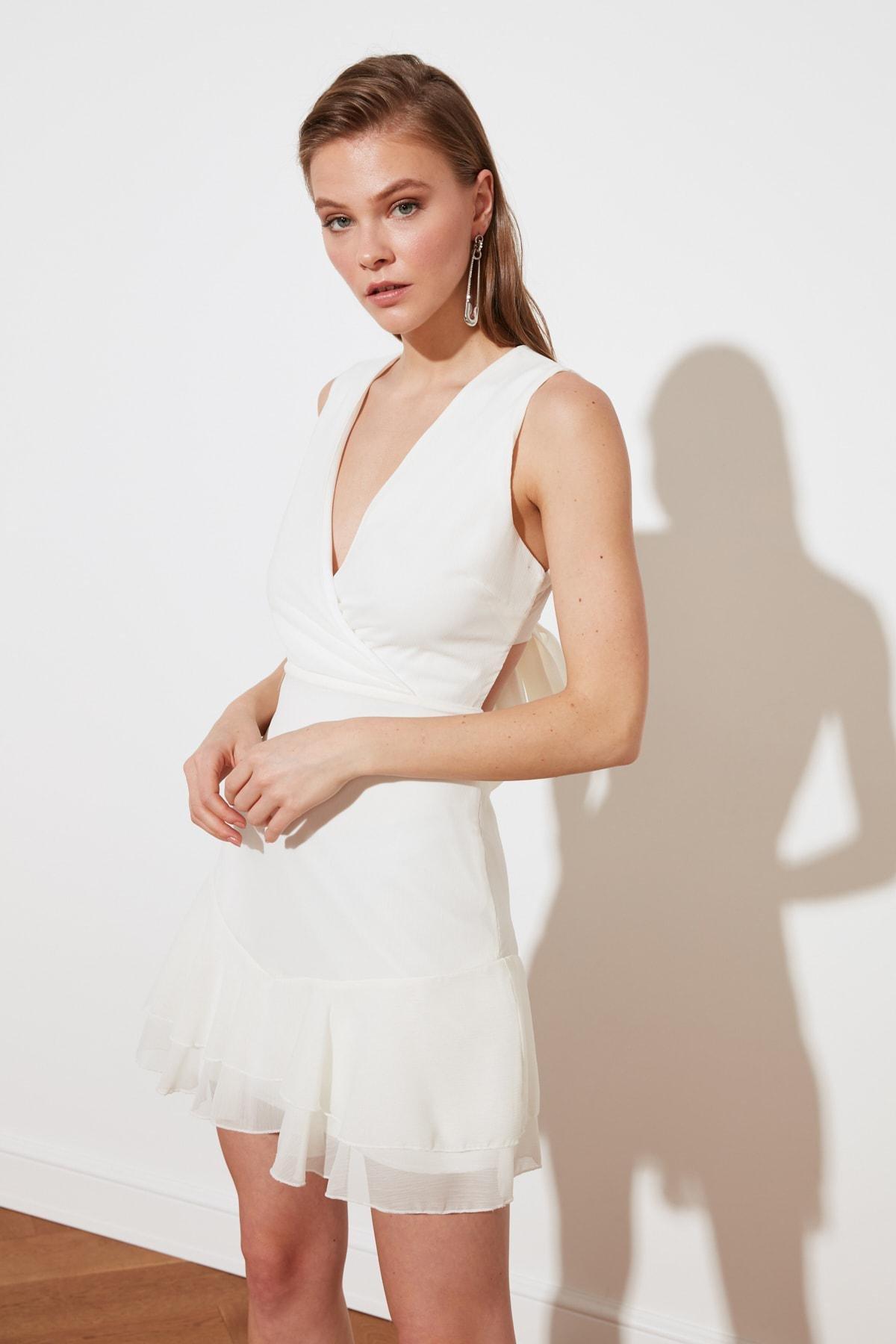 White Cache-Coeur Skater Dress, , large image number 8
