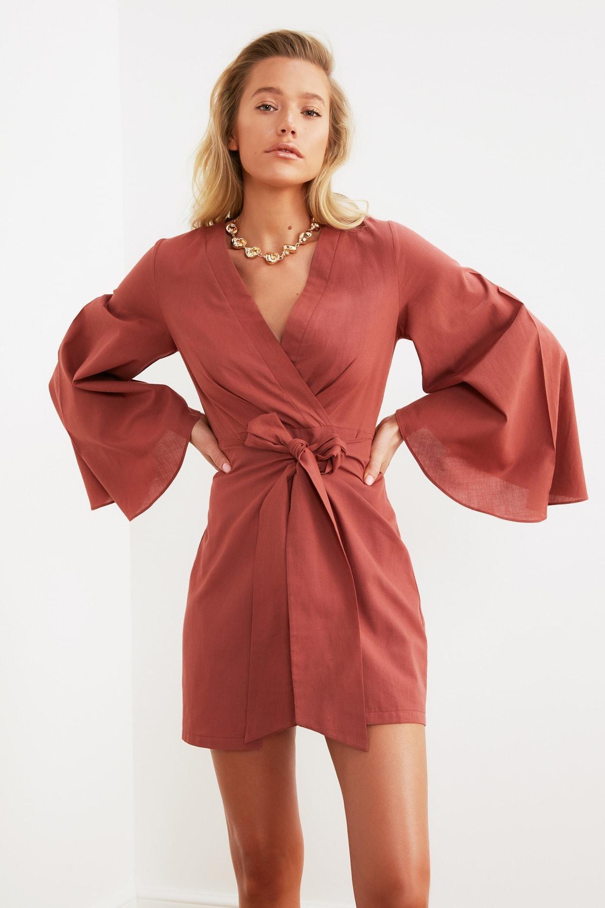Pink V-Neck Shift Dress, , large image number 6