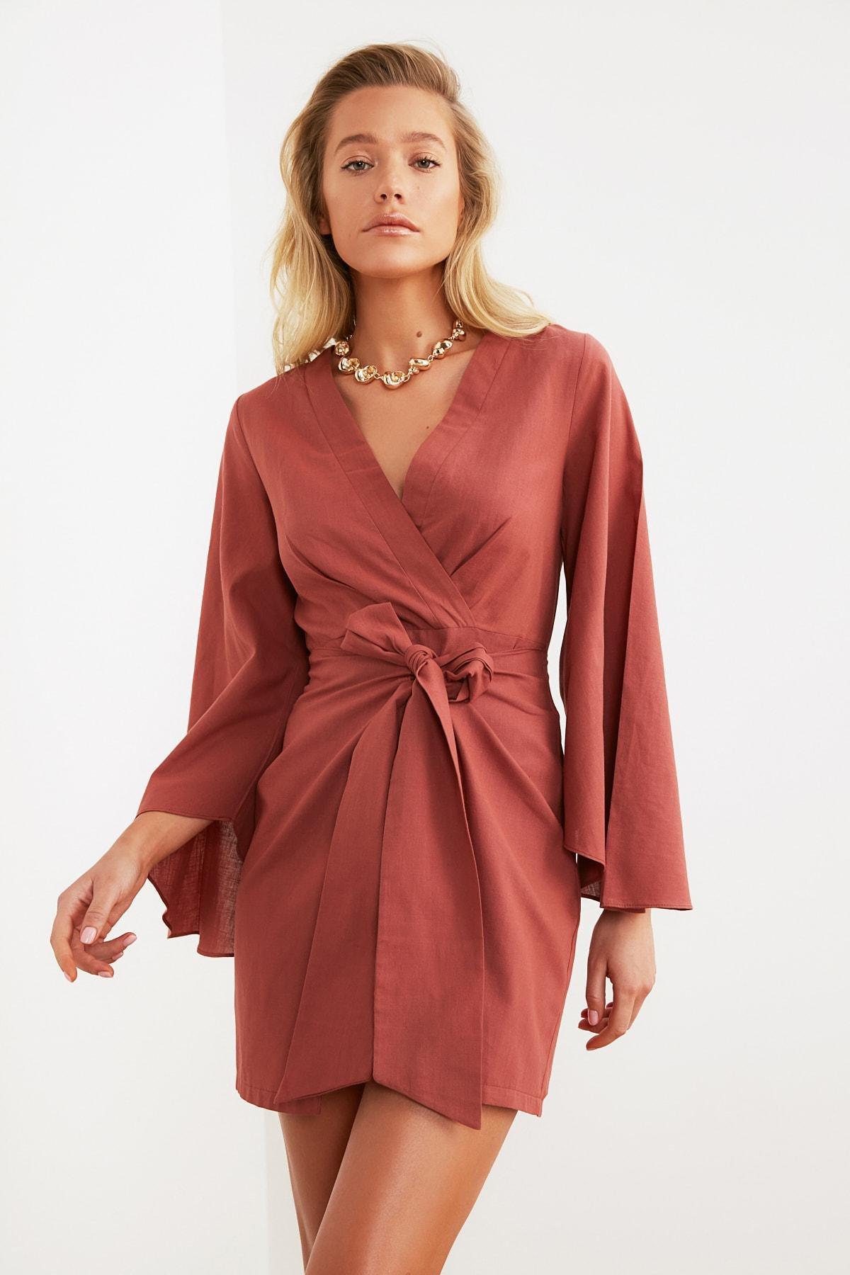 Pink V-Neck Shift Dress, , large image number 7