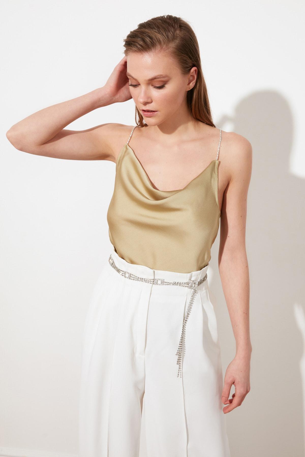 Gold Cowl Neck Blouse, , large image number 0