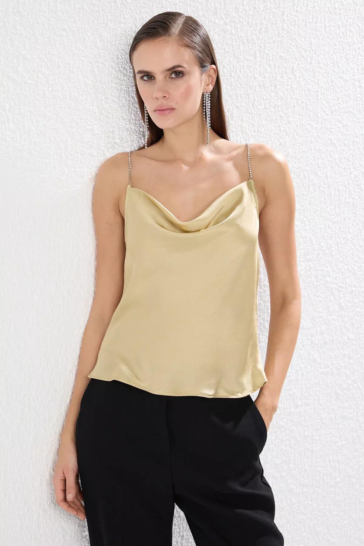 Gold Cowl Neck Blouse, , large image number 0