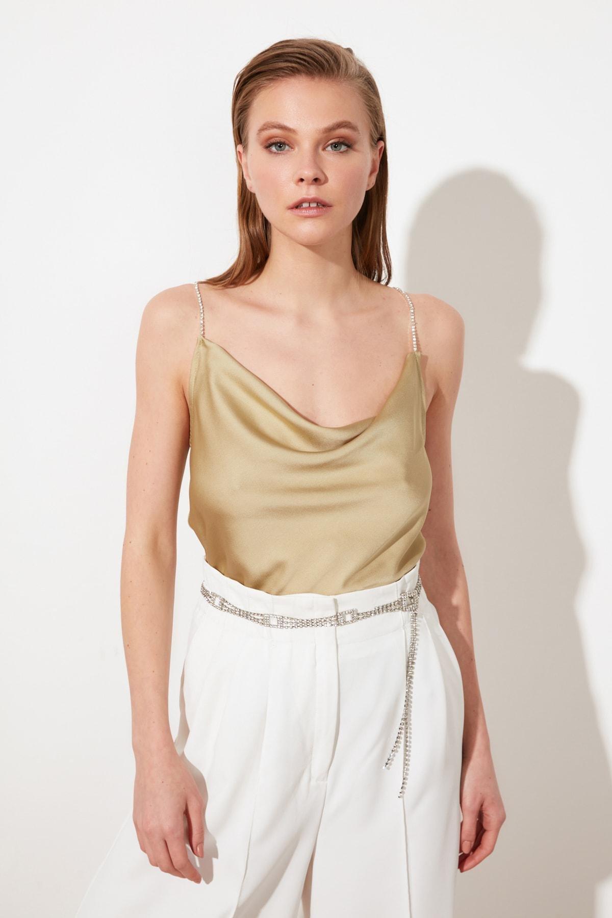 Gold Cowl Neck Blouse, , large image number 2