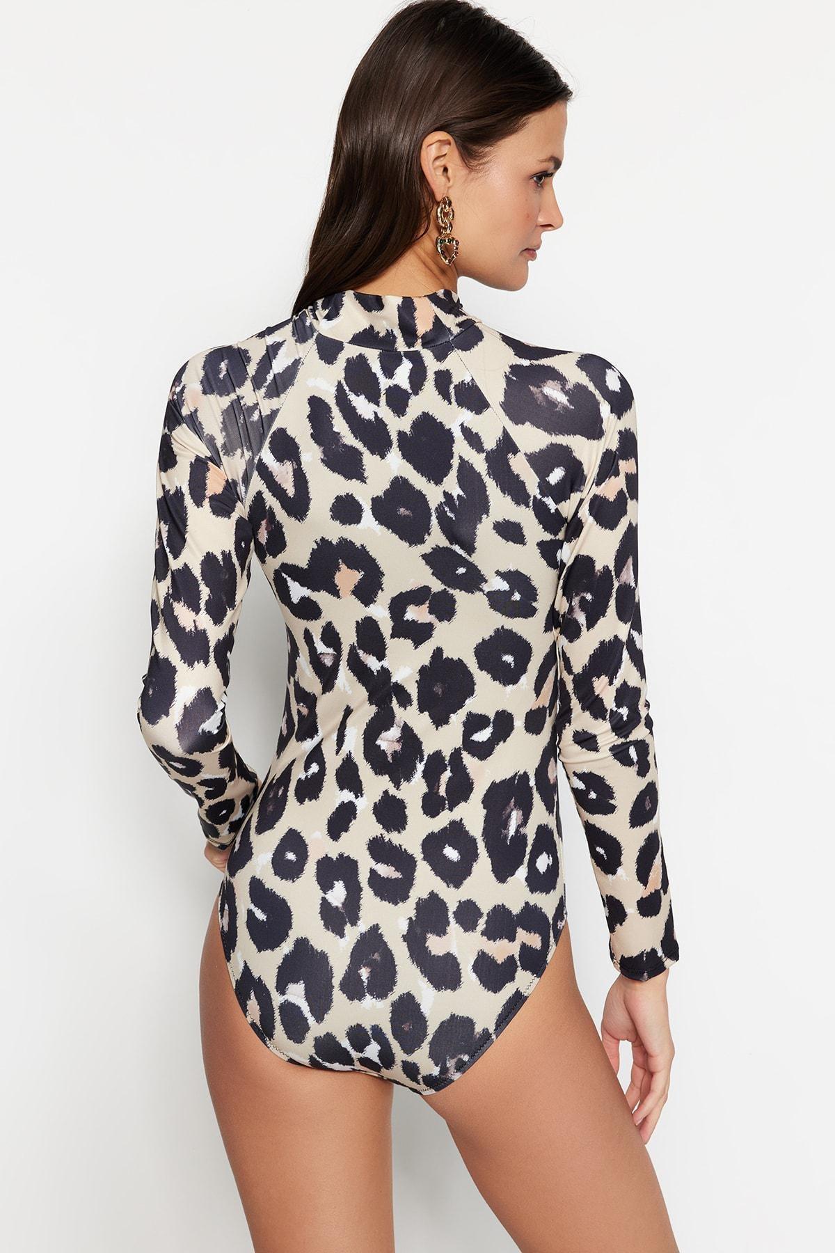 Multicolour Animal Print Swimsuit, Multicolor, large image number 4