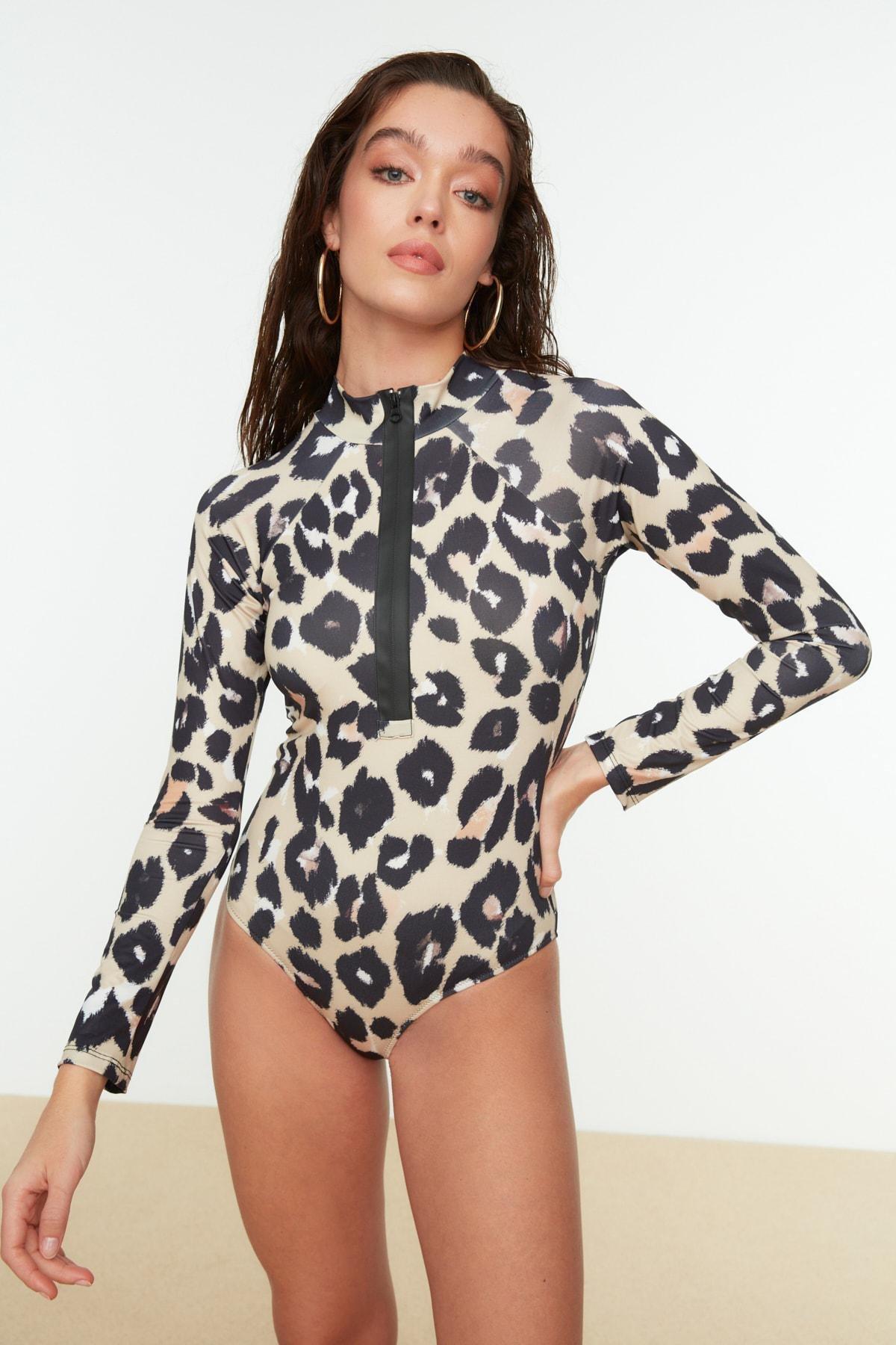 Multicolour Animal Print Swimsuit, Multicolor, large image number 5