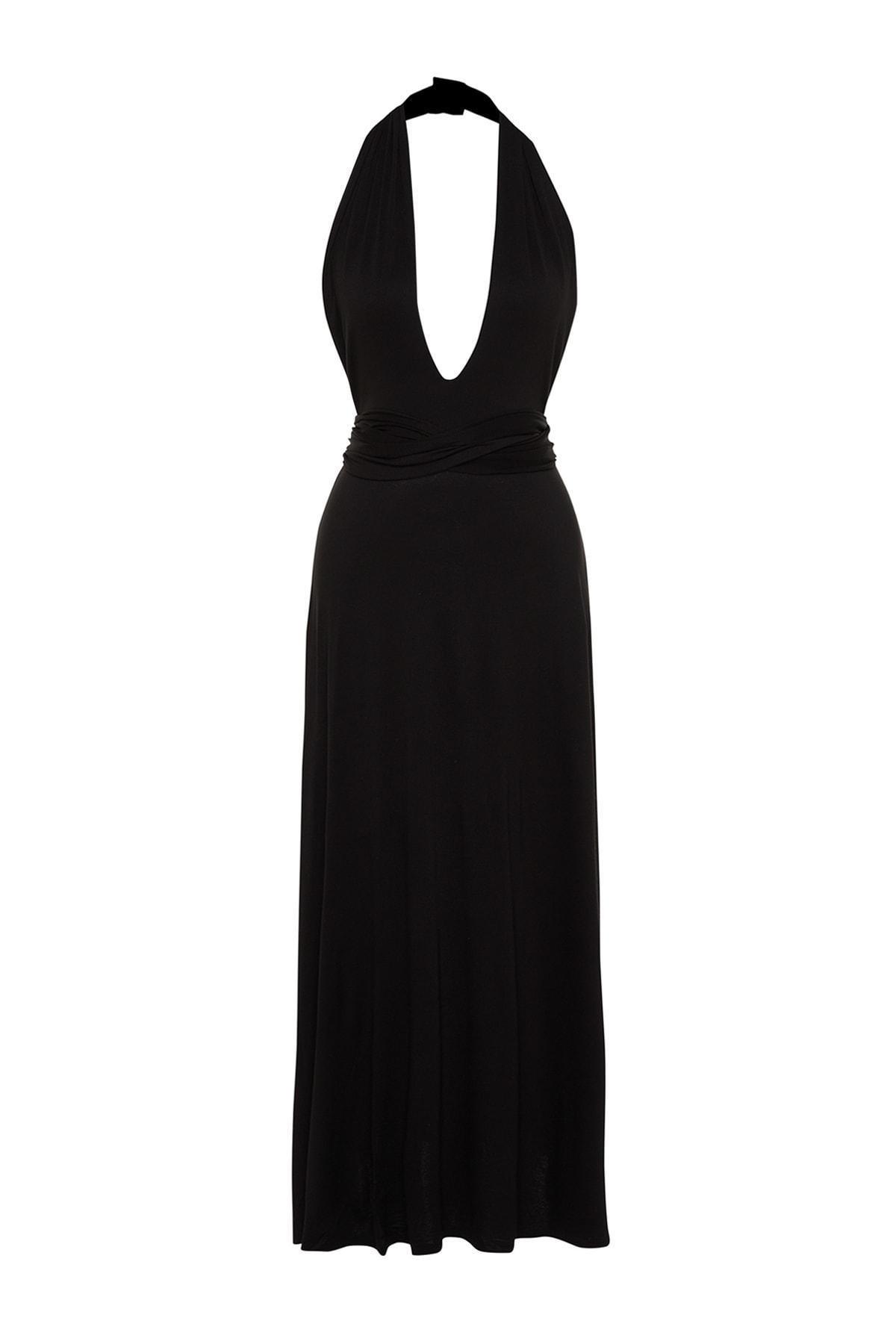 Trendyol - Black Shift V-Neck Dress