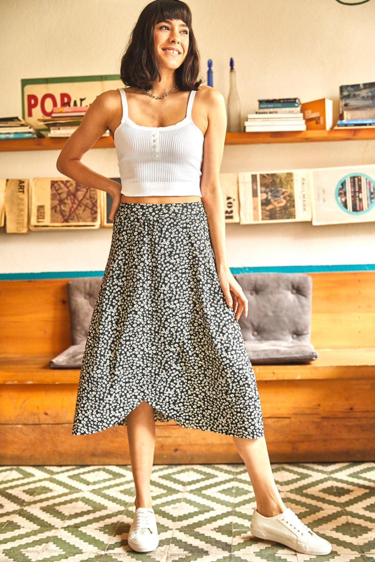 Black Detailed Wrapped Skirt, , large image number 0