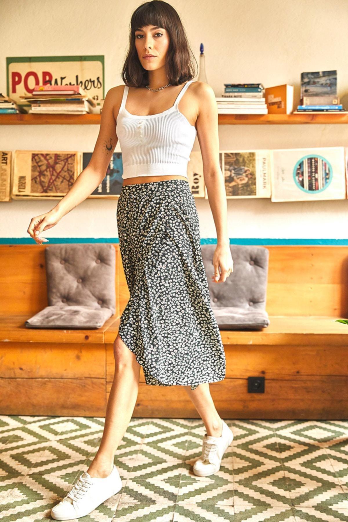 Black Detailed Wrapped Skirt, , large image number 1