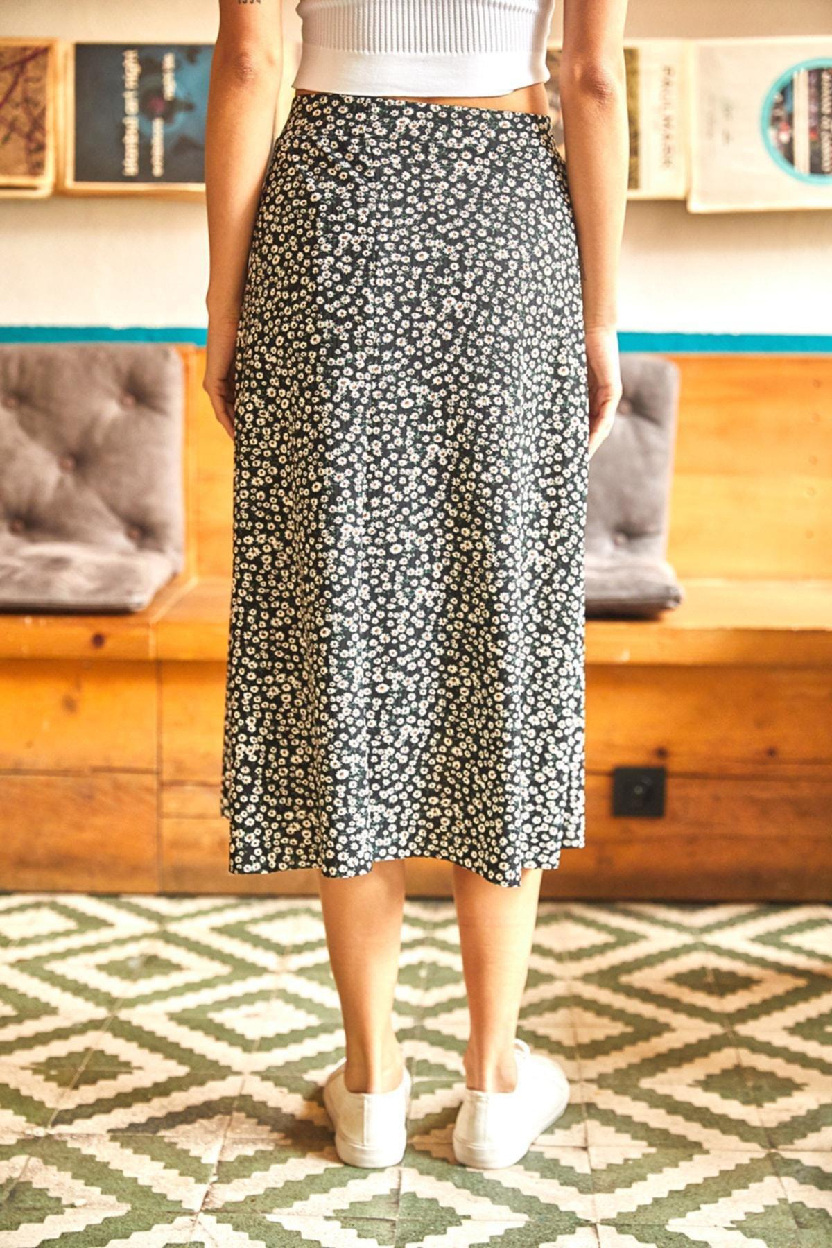 Black Detailed Wrapped Skirt, , large image number 4