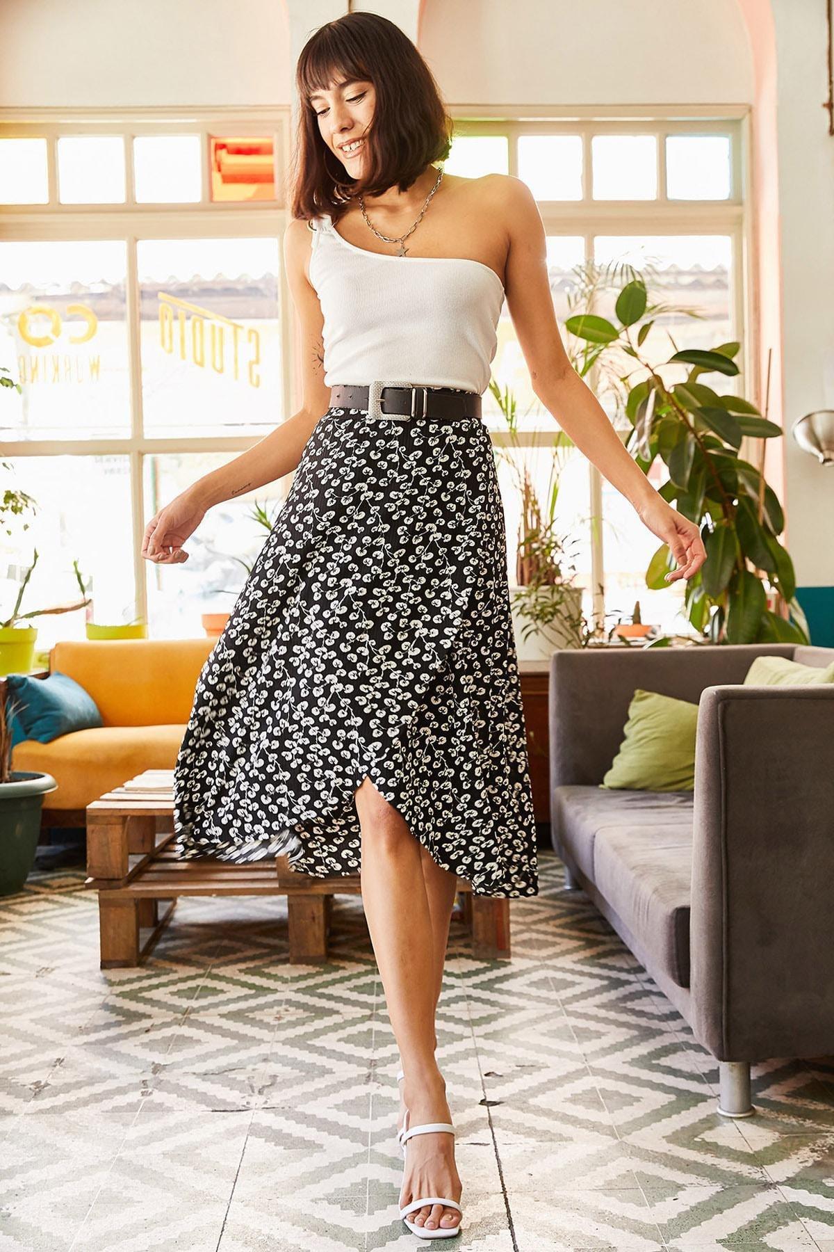 Black Wrapped Skirt, , large image number 0