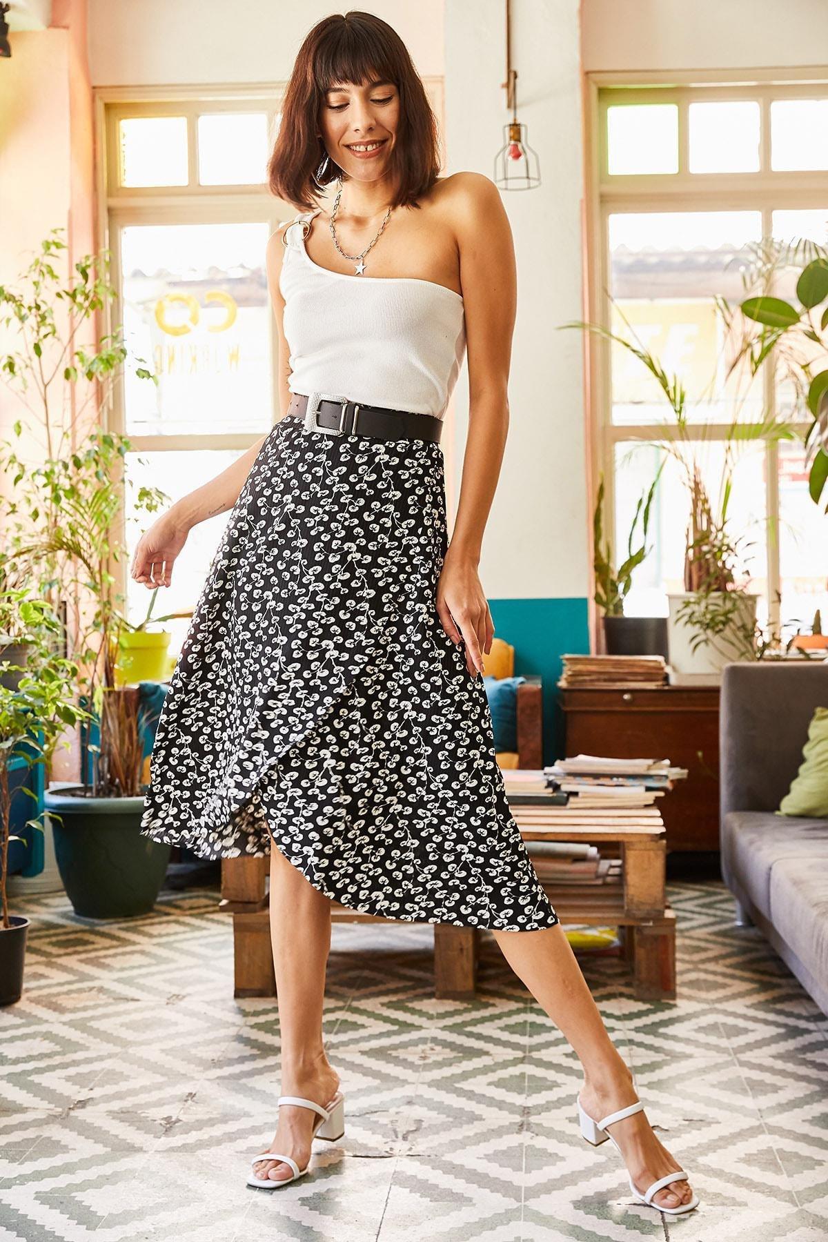Black Wrapped Skirt, , large image number 1