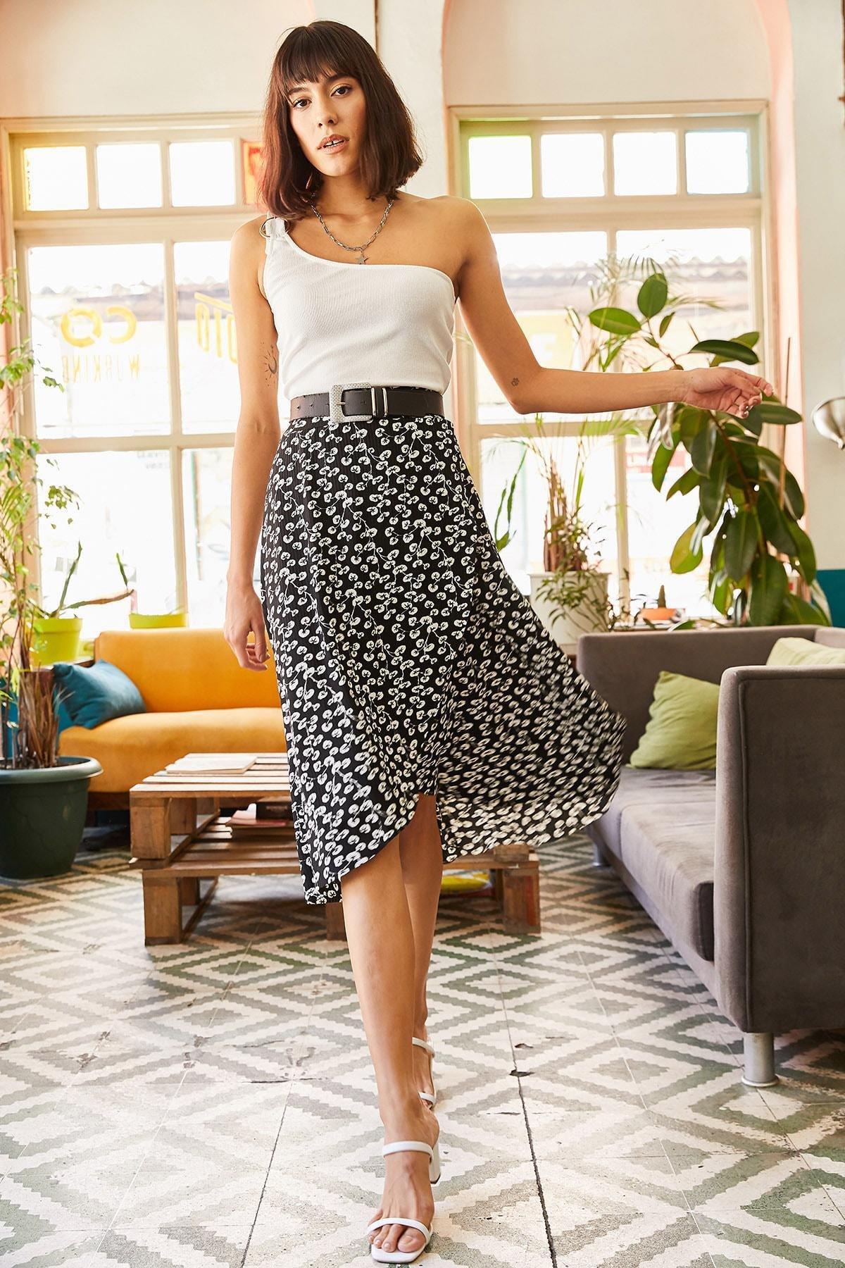Black Wrapped Skirt, , large image number 2