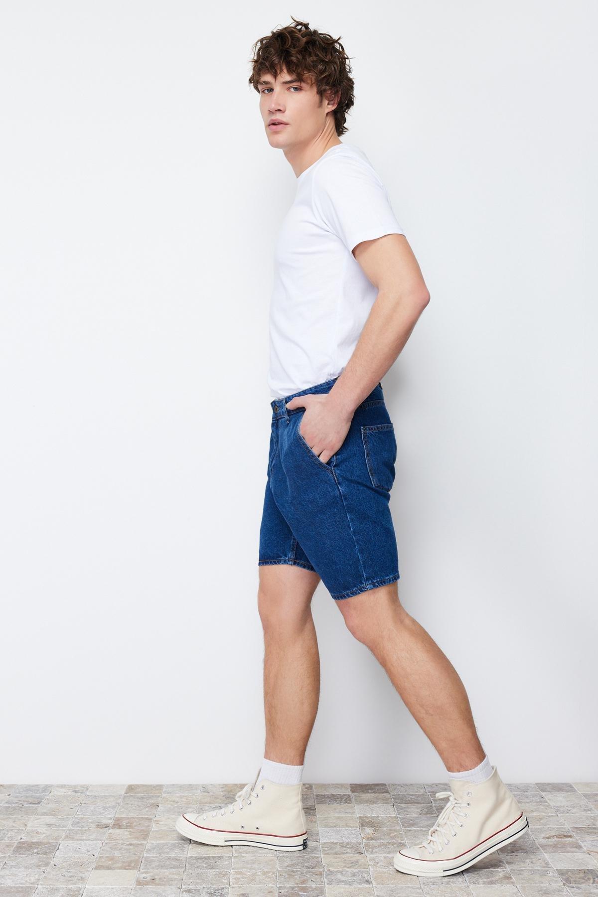 Navy Mid Waist Shorts, , large image number 0