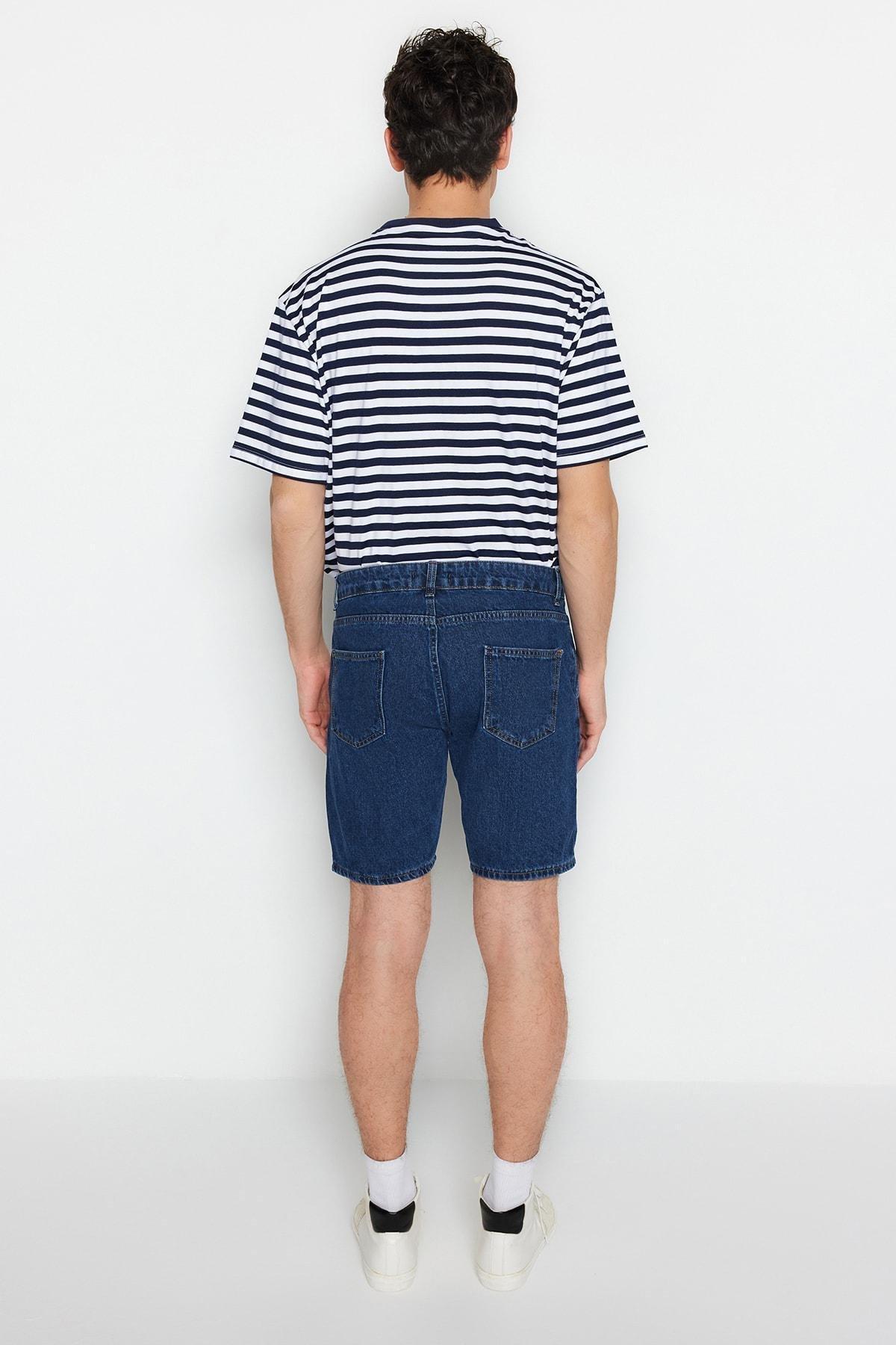 Navy Mid Waist Shorts, , large image number 2