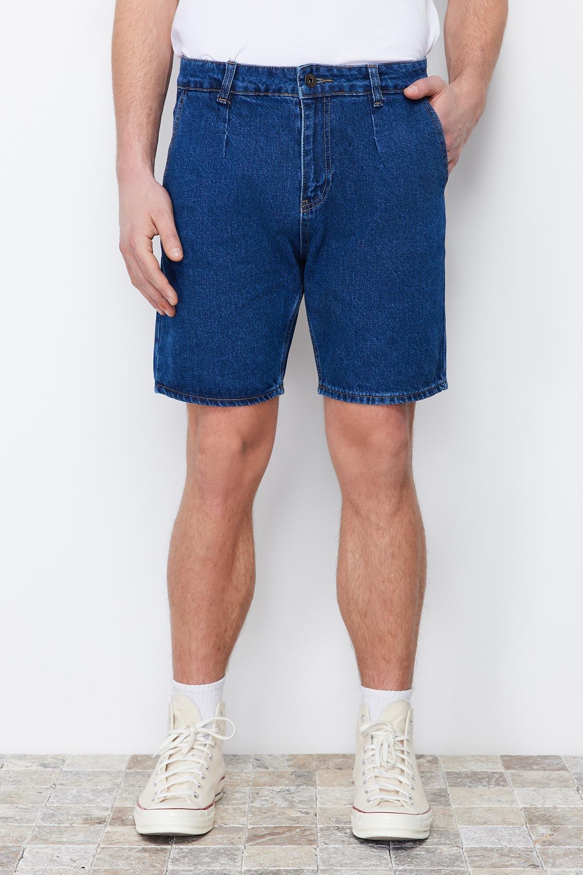 Navy Mid Waist Shorts, , large image number 3