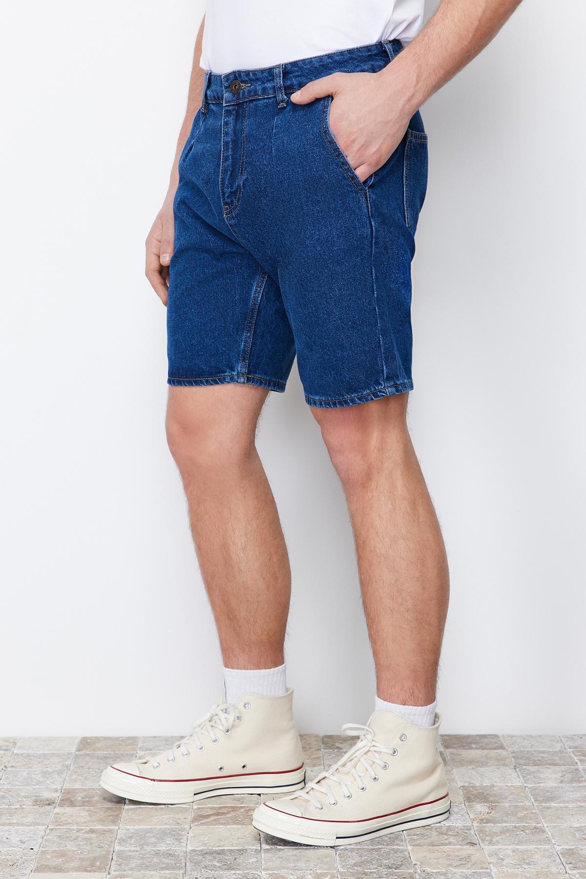 Navy Mid Waist Shorts, , large image number 4