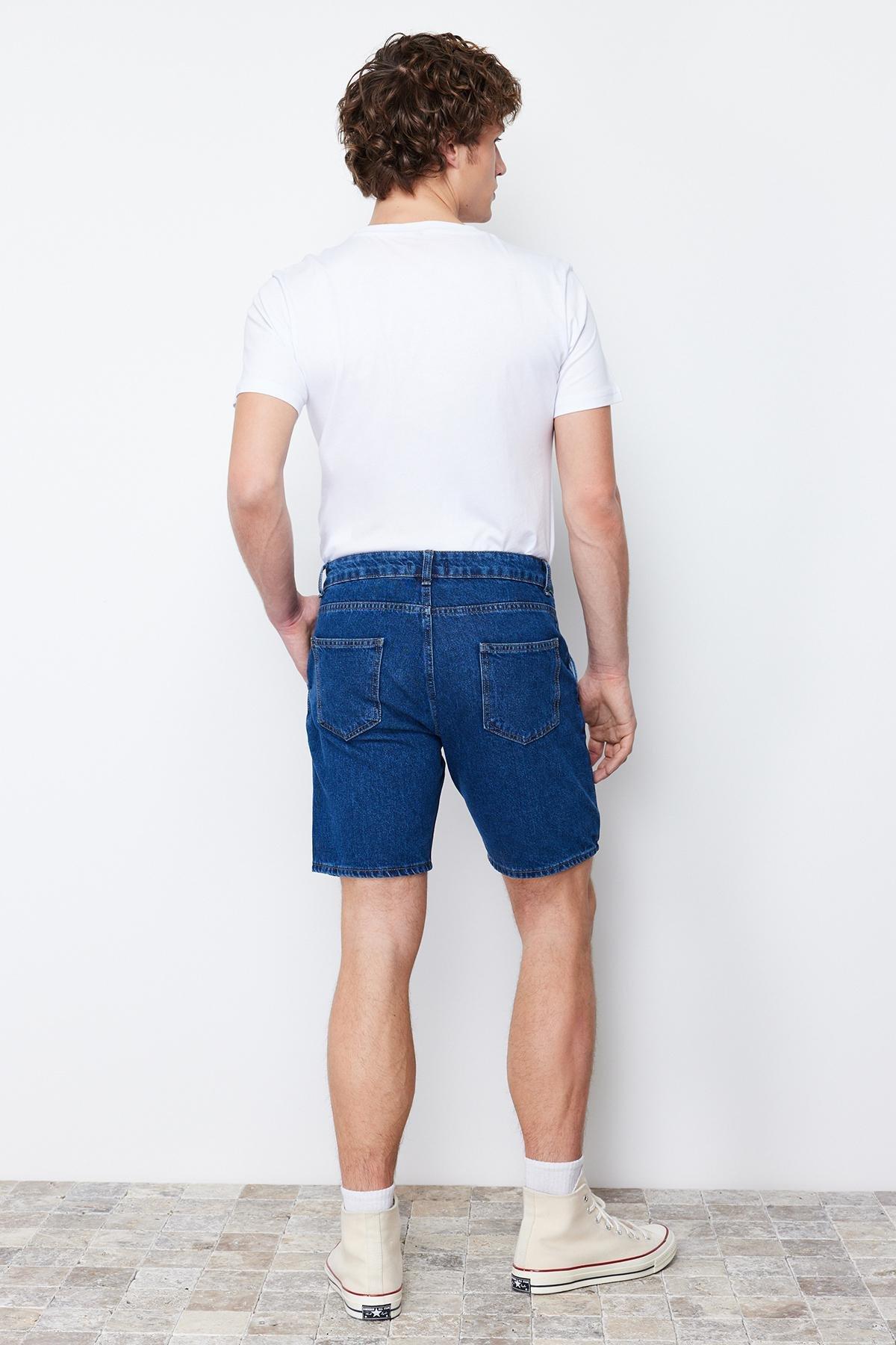 Navy Mid Waist Shorts, , large image number 6