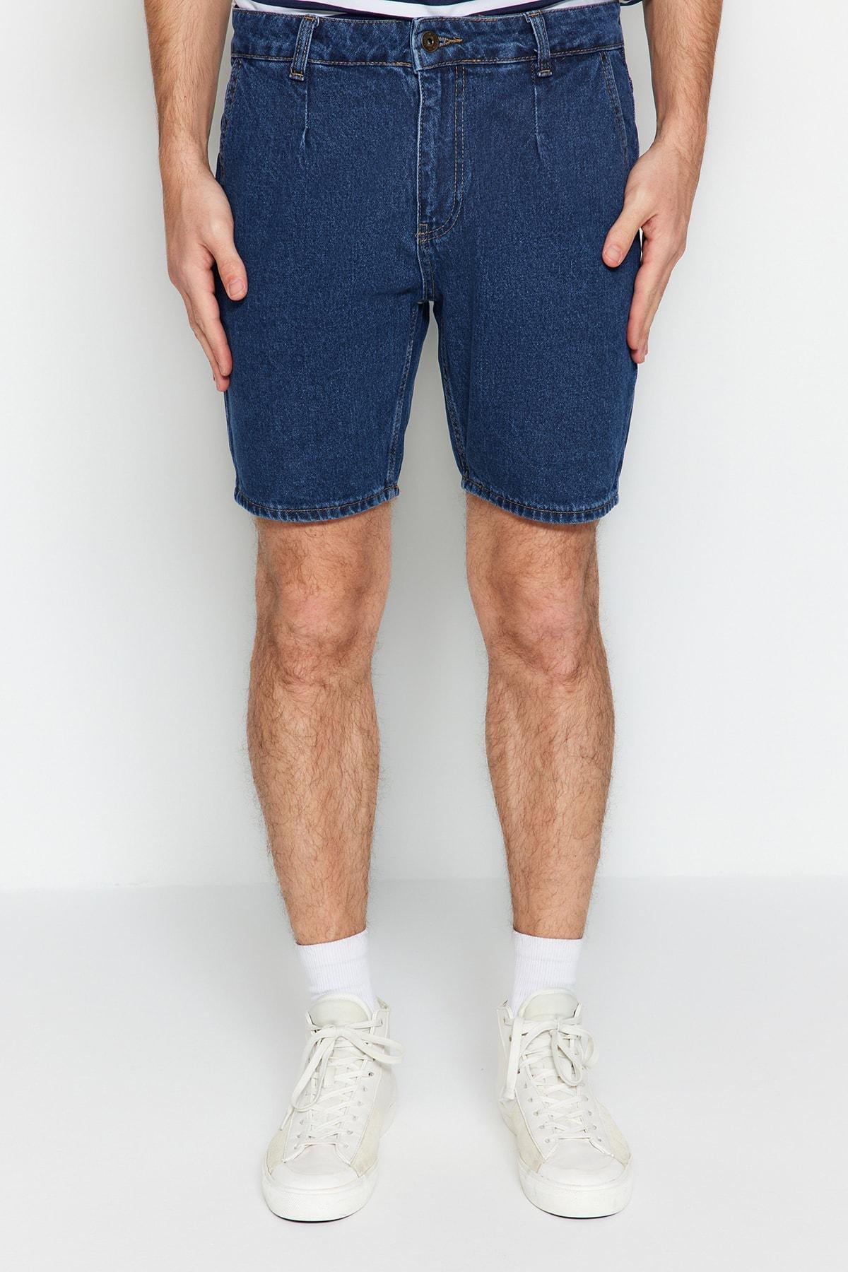 Navy Mid Waist Shorts, , large image number 8