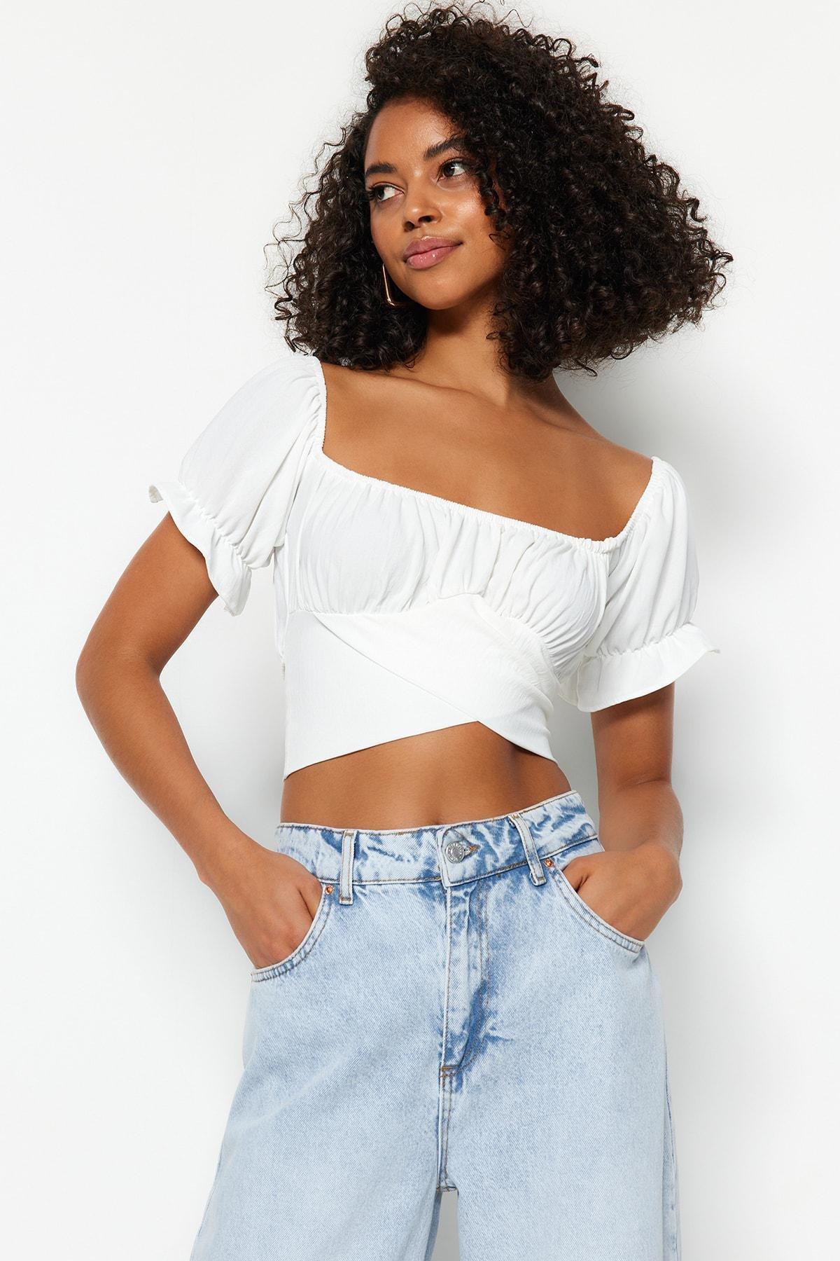 Ecru Off-Shoulder Fitted Blouse, , large image number 3