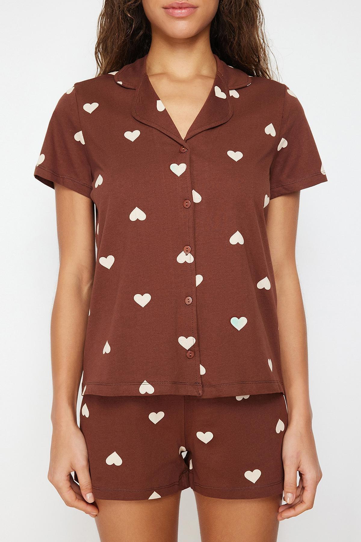 Brown Patterned Knitted Pyjamas Set, , large image number 3
