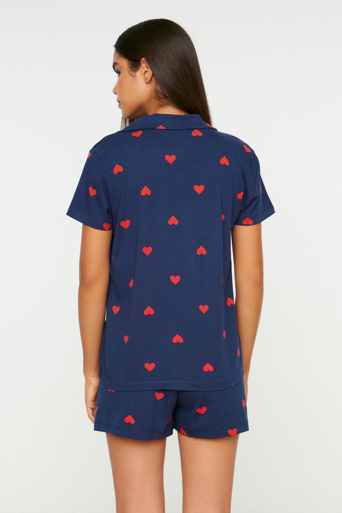 Navy Mid Waist Heart Pajama Set, , large image number 3