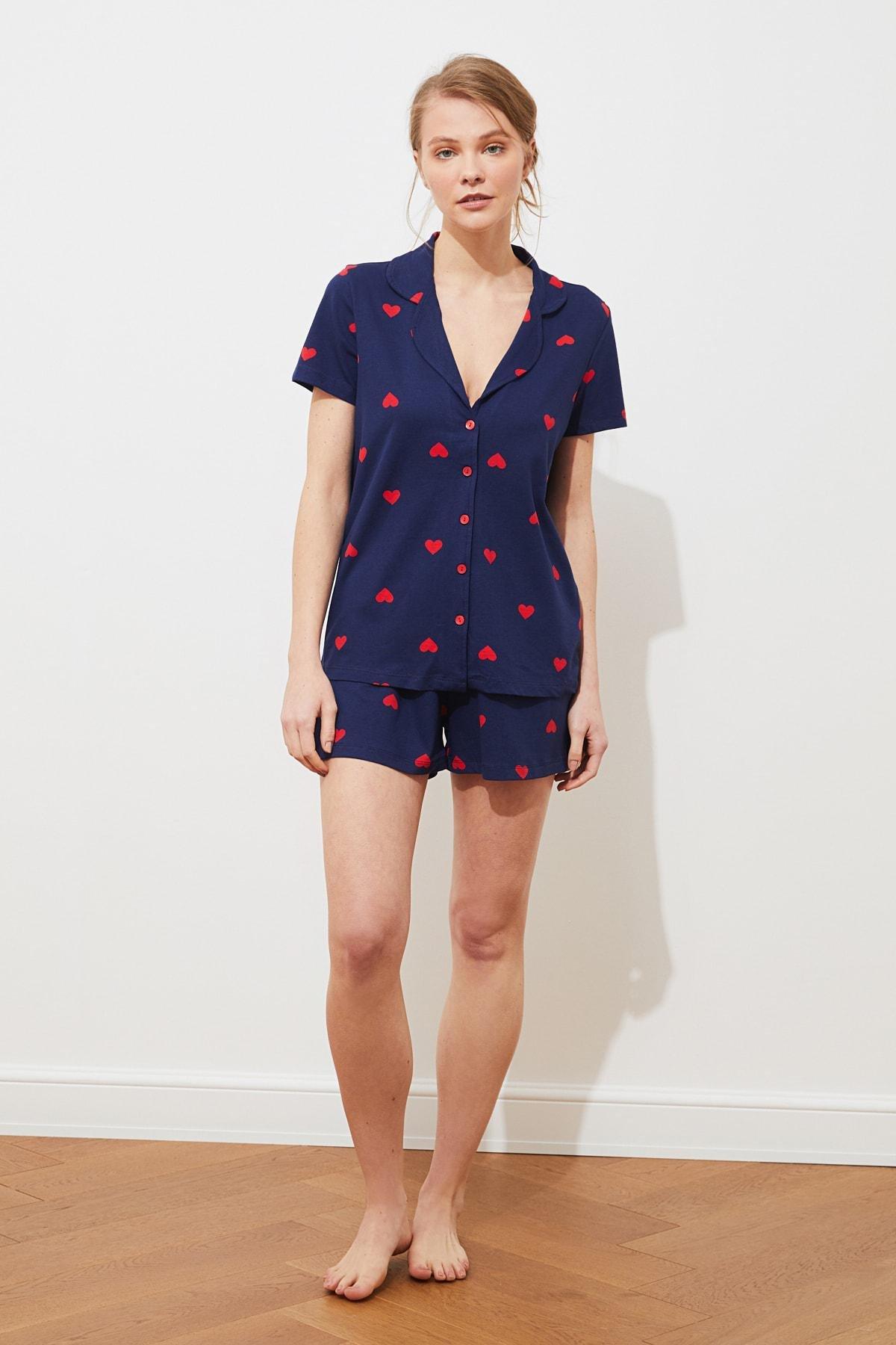 Navy Mid Waist Heart Pajama Set, , large image number 4