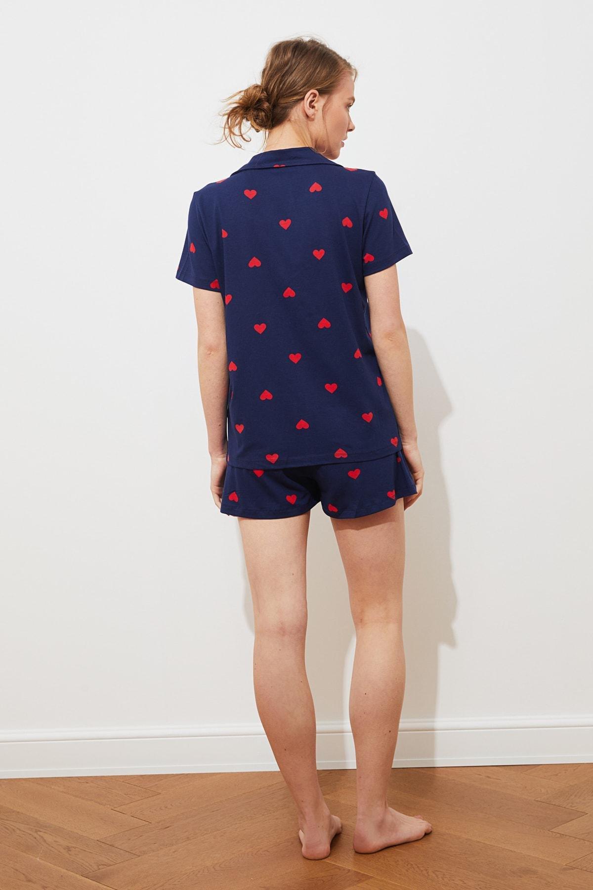 Navy Mid Waist Heart Pajama Set, , large image number 6