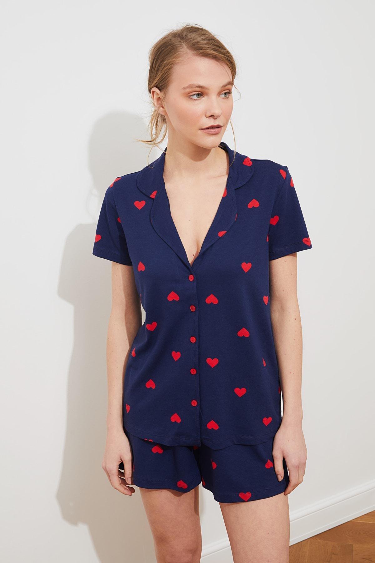Navy Mid Waist Heart Pajama Set, , large image number 7