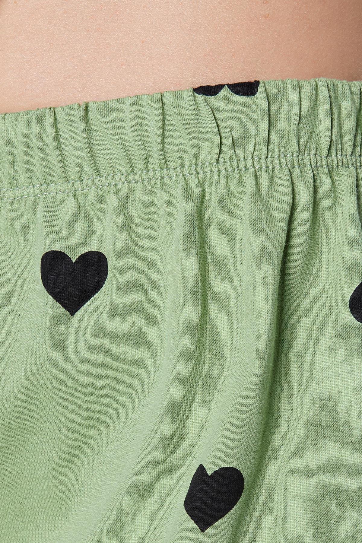 Green Heart Collared Pajama Set, , large image number 2