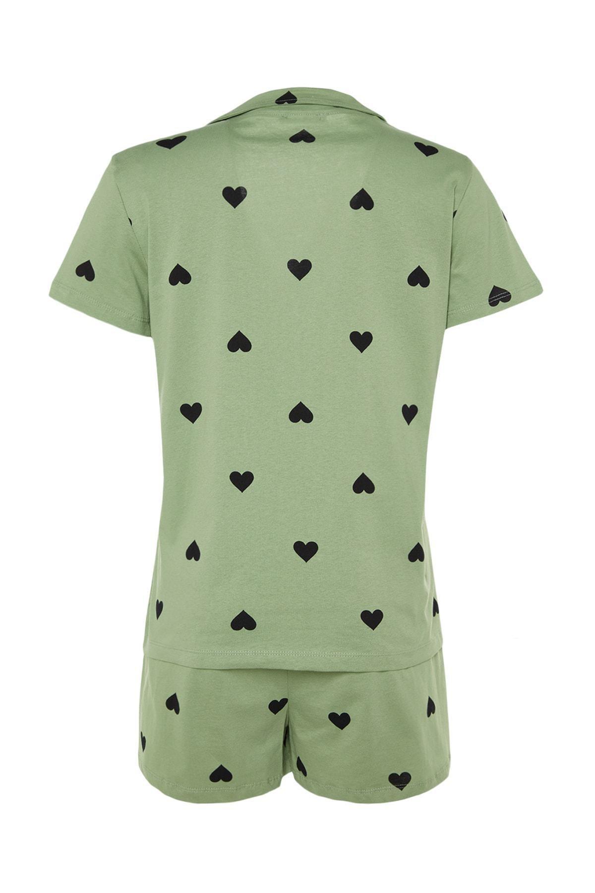 Green Heart Collared Pajama Set, , large image number 7