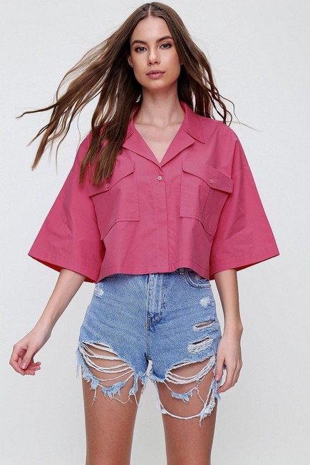Alacati - Pink Cropped Shirt