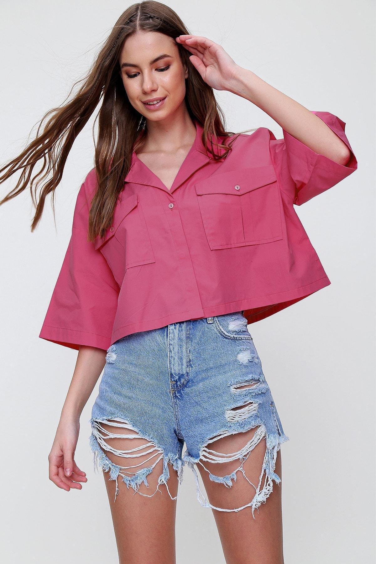 Pink Cropped Shirt, , large image number 1