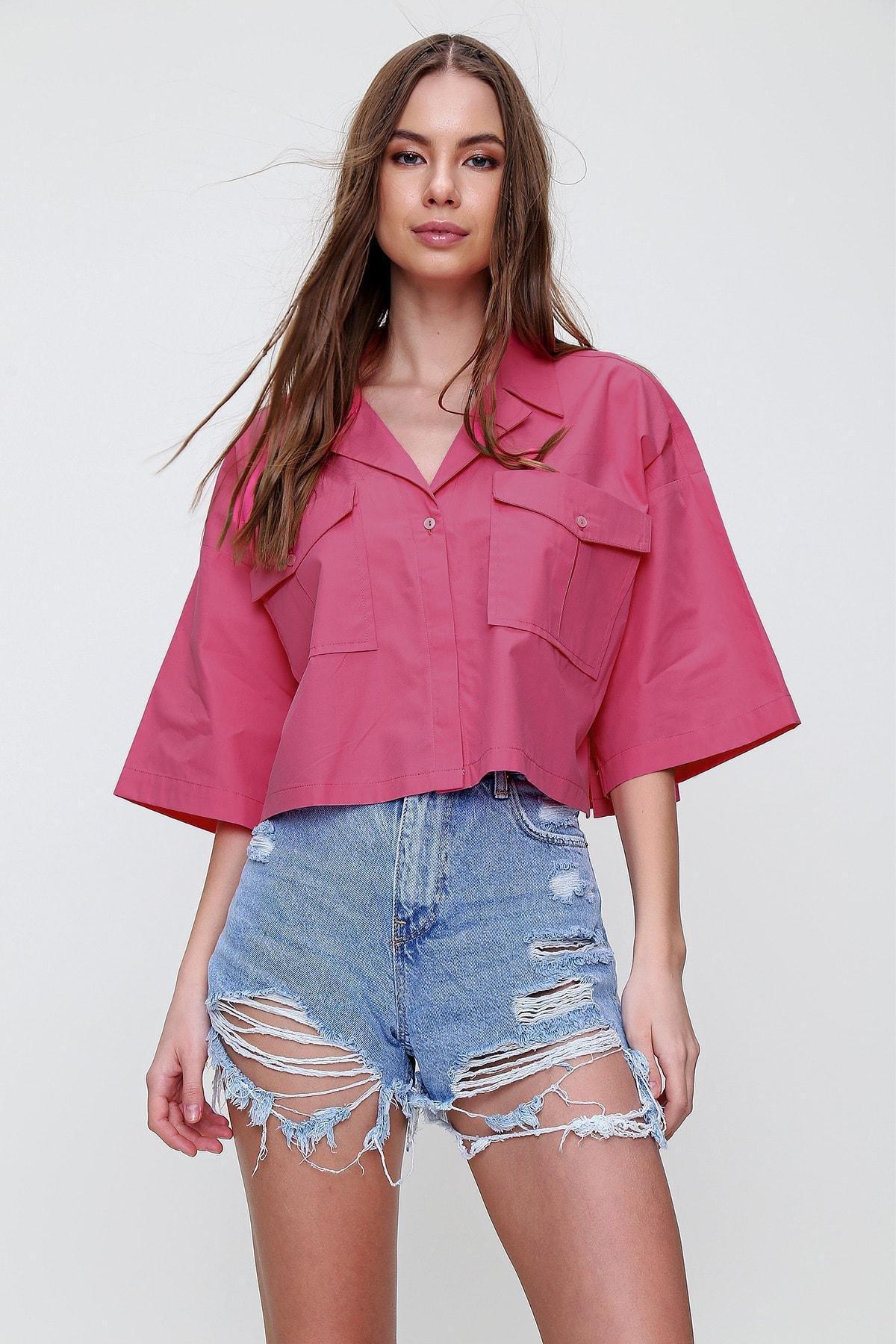 Alacati - Pink Cropped Shirt