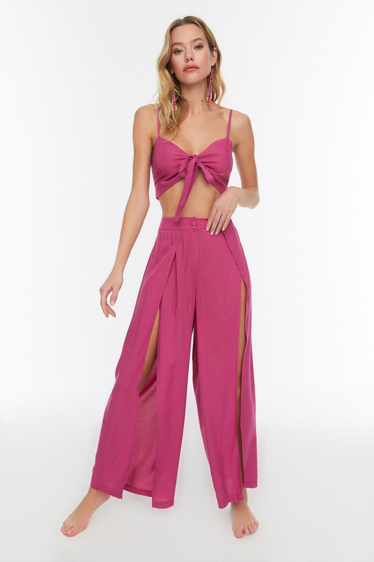 Trendyol - Pink V-Neck Regular Co-Ord Set